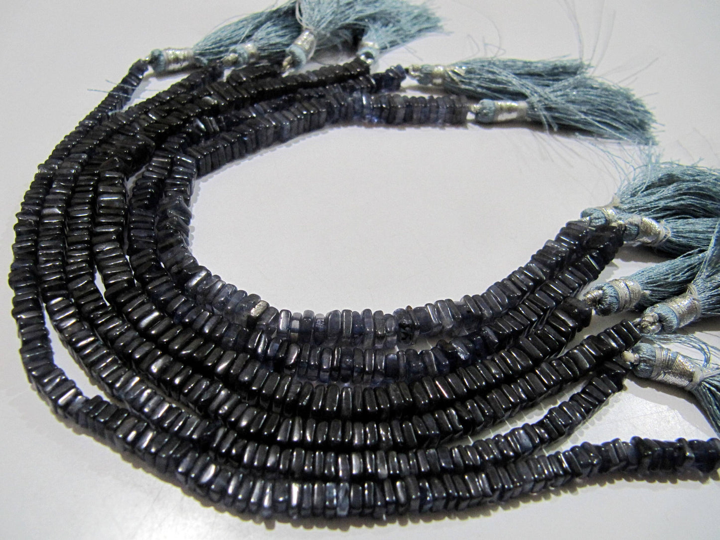 Natural Iolite Heishi Cut Square Shape Beads 4-6mm Gemstone Beads Strand 8 inches Long Blue color Jewelry making gemstone