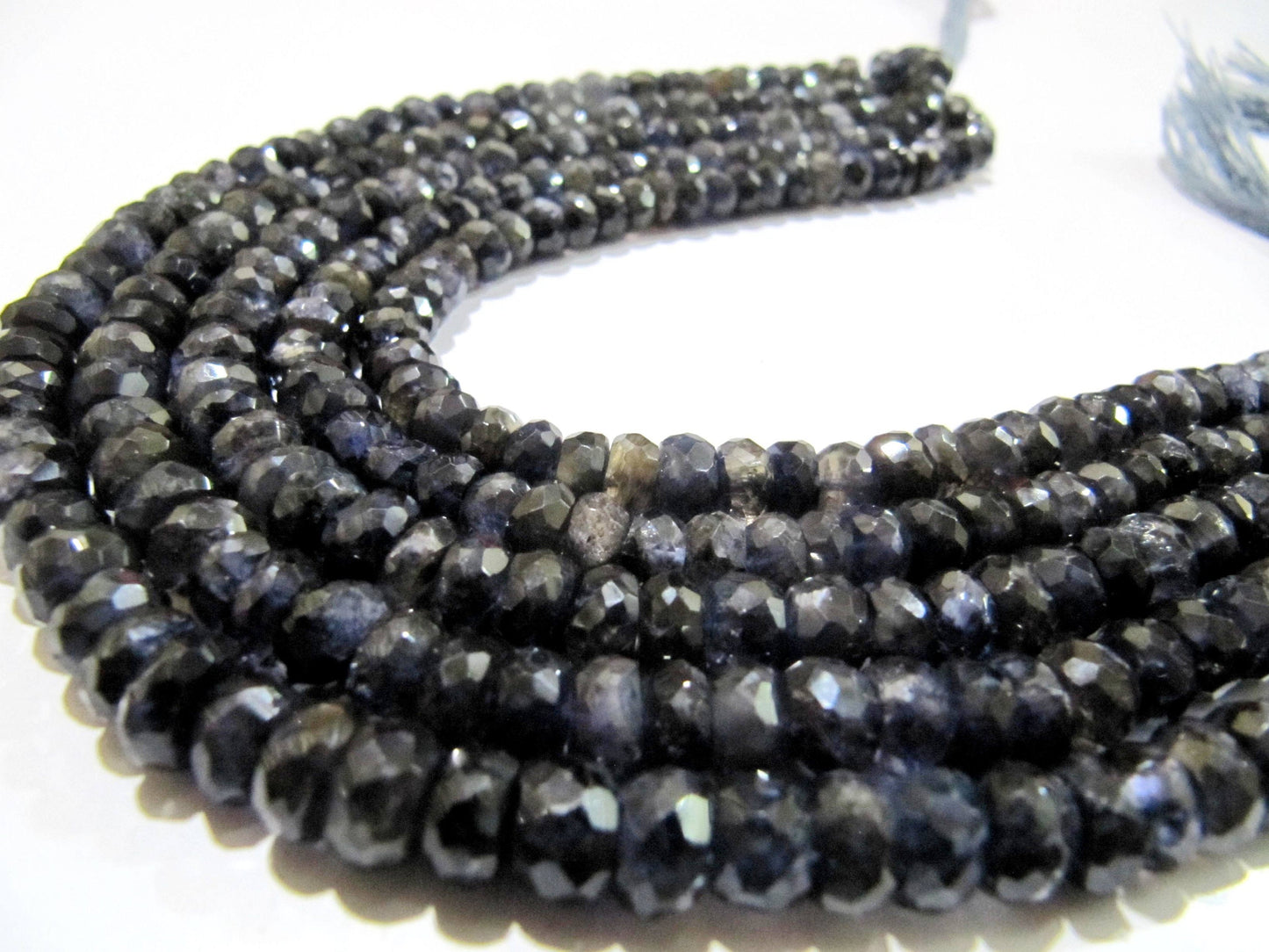 Natural Iolite Rondelle Faceted 7-8mm Gemstone beads Strand 10 inches long High Quality Beads Wholesale prices jewelry making gemstone