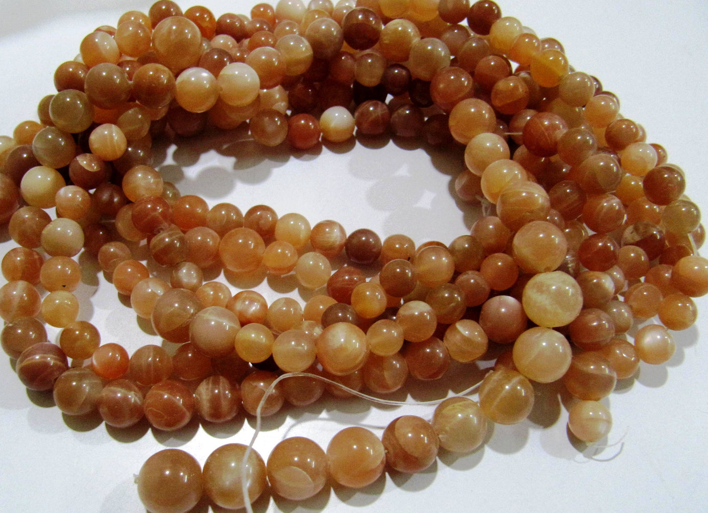 Natural Peach Moonstone Round Plain Smooth Shape 7-9mm Beads Strand 8inch long High Quality Beads Wholesale prices jewelry making beads