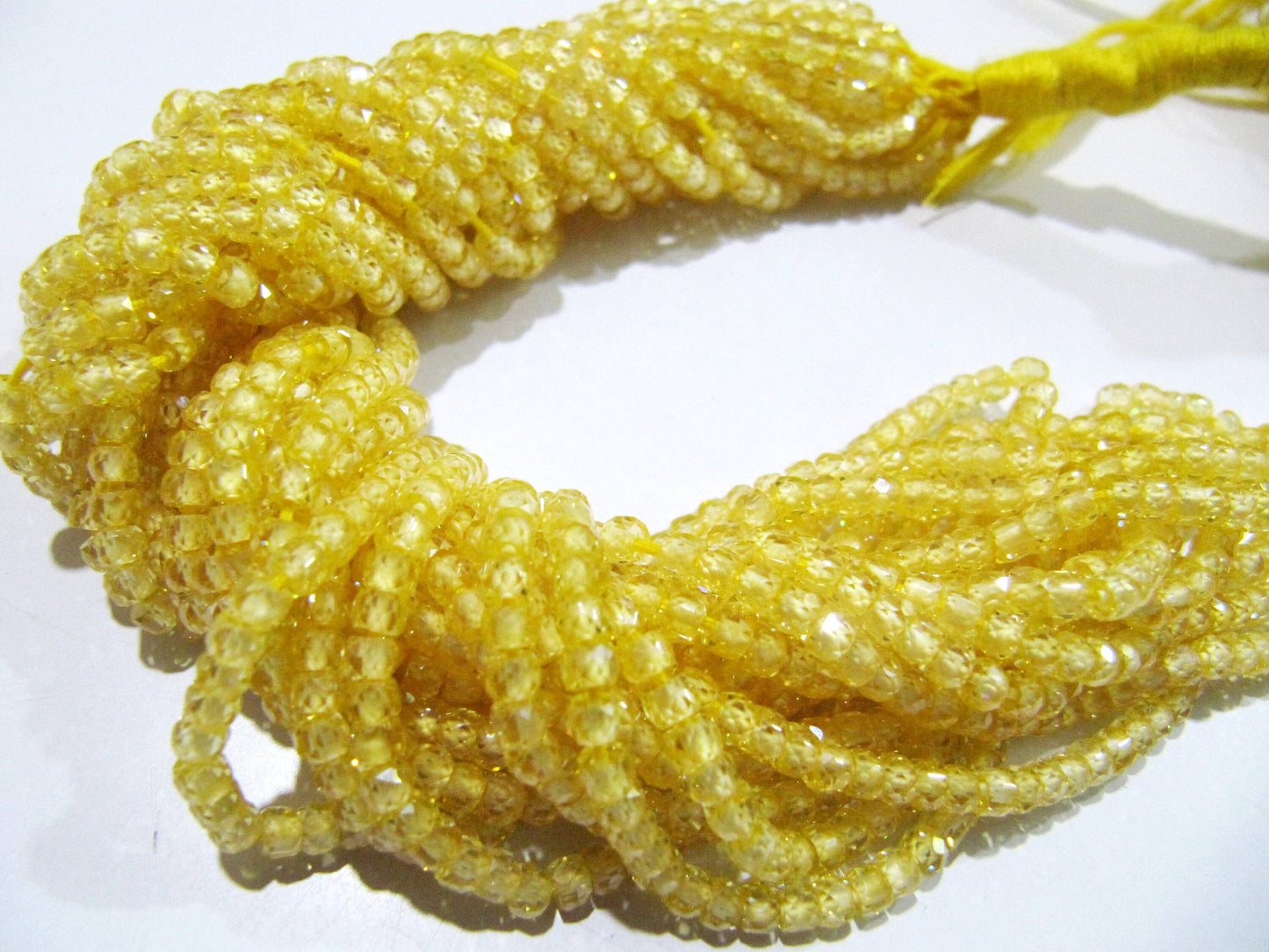 Natural Yellow Cubic Zirconia CZ Rondelle Faceted Beads 3mm Strand 13 inch long Top Quality Wholesale prices Jewelry making gemstone beads