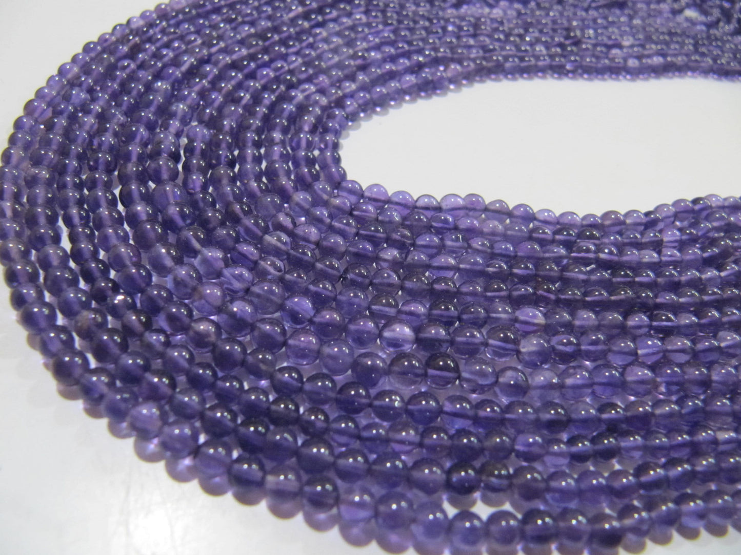 Natural Amethyst Round Plain Smooth 4mm Beads best Quality Beads Strand 13 inches Long Wholesale Prices jewelry making gemstone beads
