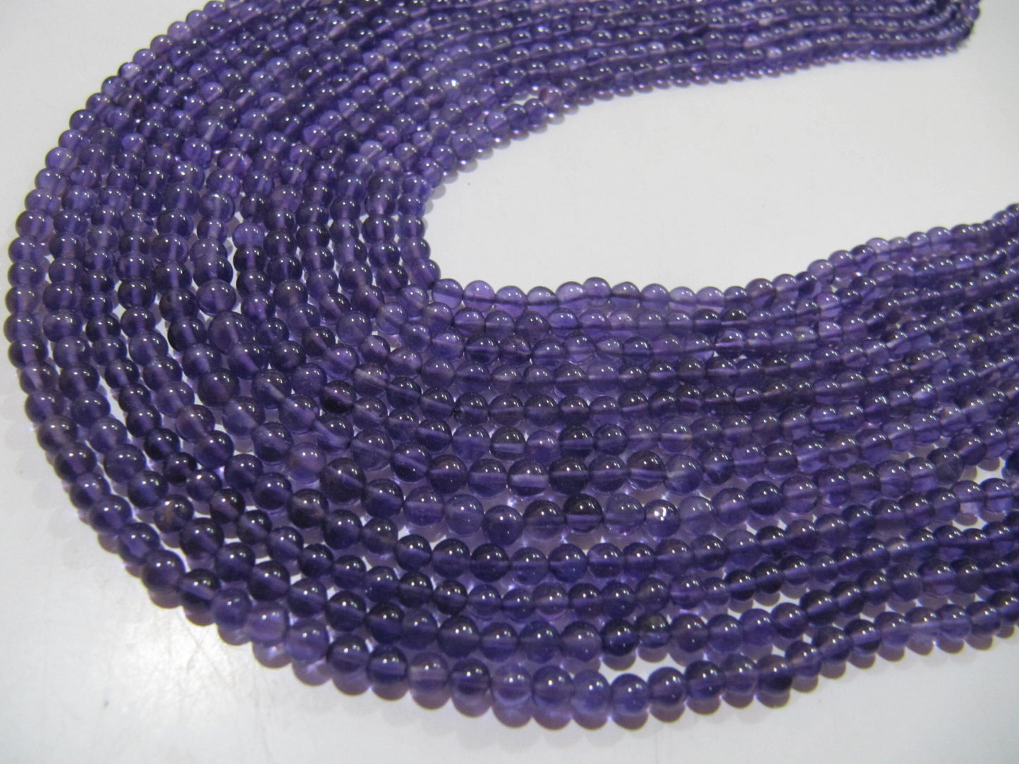 Natural Amethyst Round Plain Smooth 4mm Beads best Quality Beads Strand 13 inches Long Wholesale Prices jewelry making gemstone beads