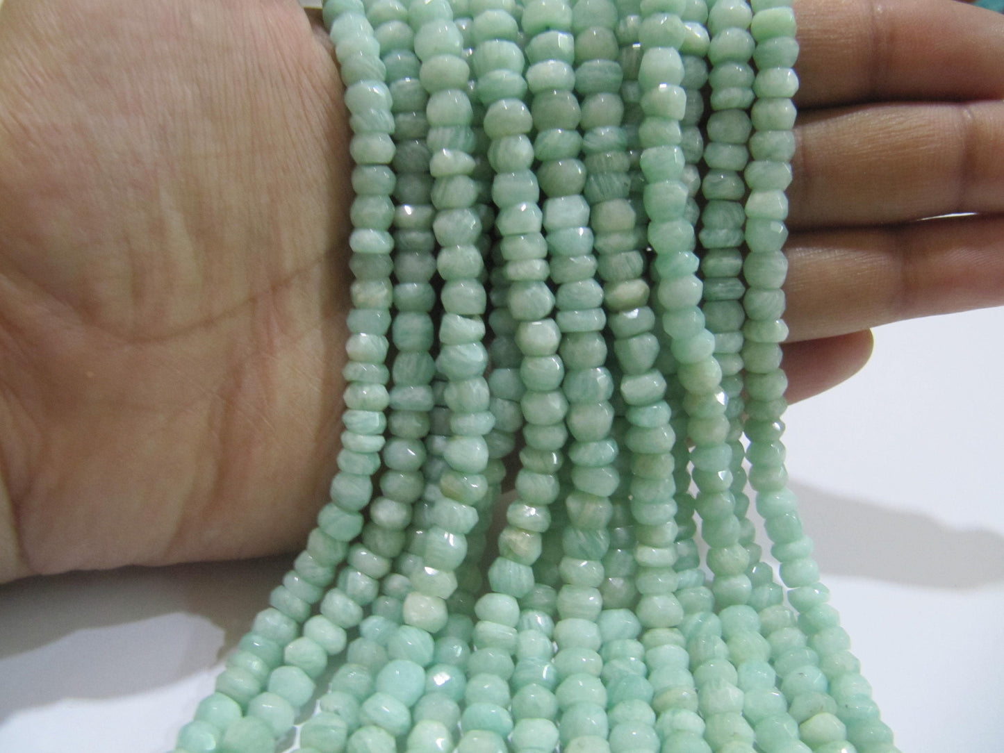 Natural Amazonite Rondelle Faceted 5-6 mm Gemstone Beads Strand 13 inch long High Quality Wholesale Prices Jewelry making gemstone beads