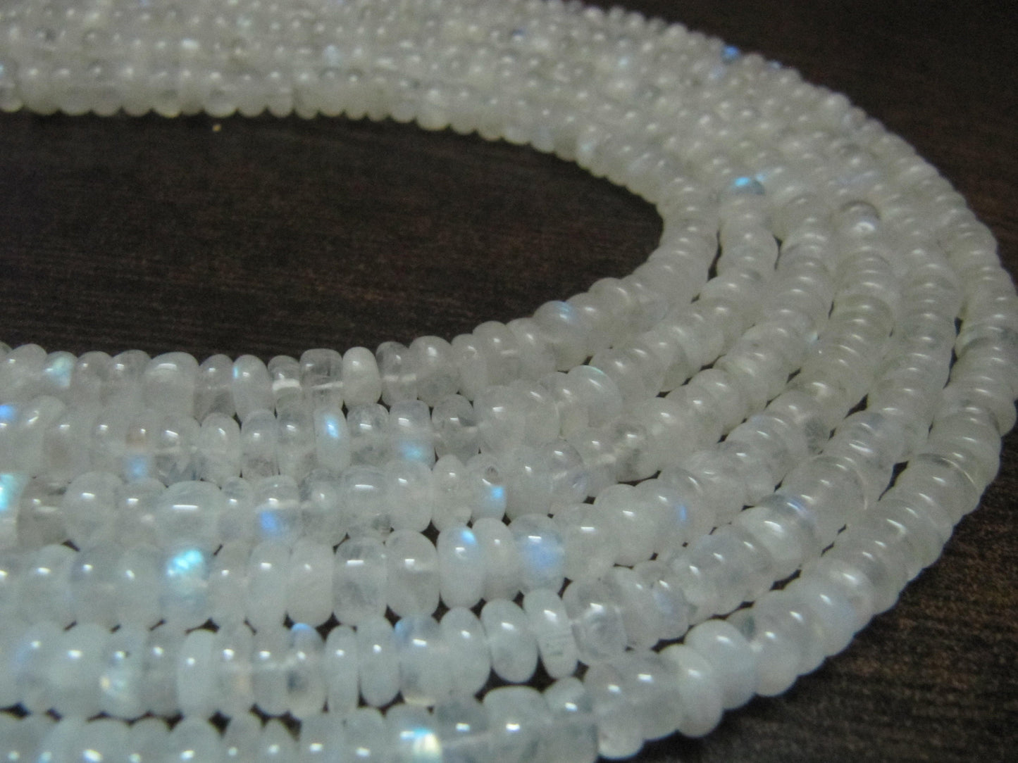 Natural White Rainbow Moonstone Rondelle Plain smooth Beads 6-7mm Strand 13 inches long Best Quality Blue Flashy Beads Wholesale Prices