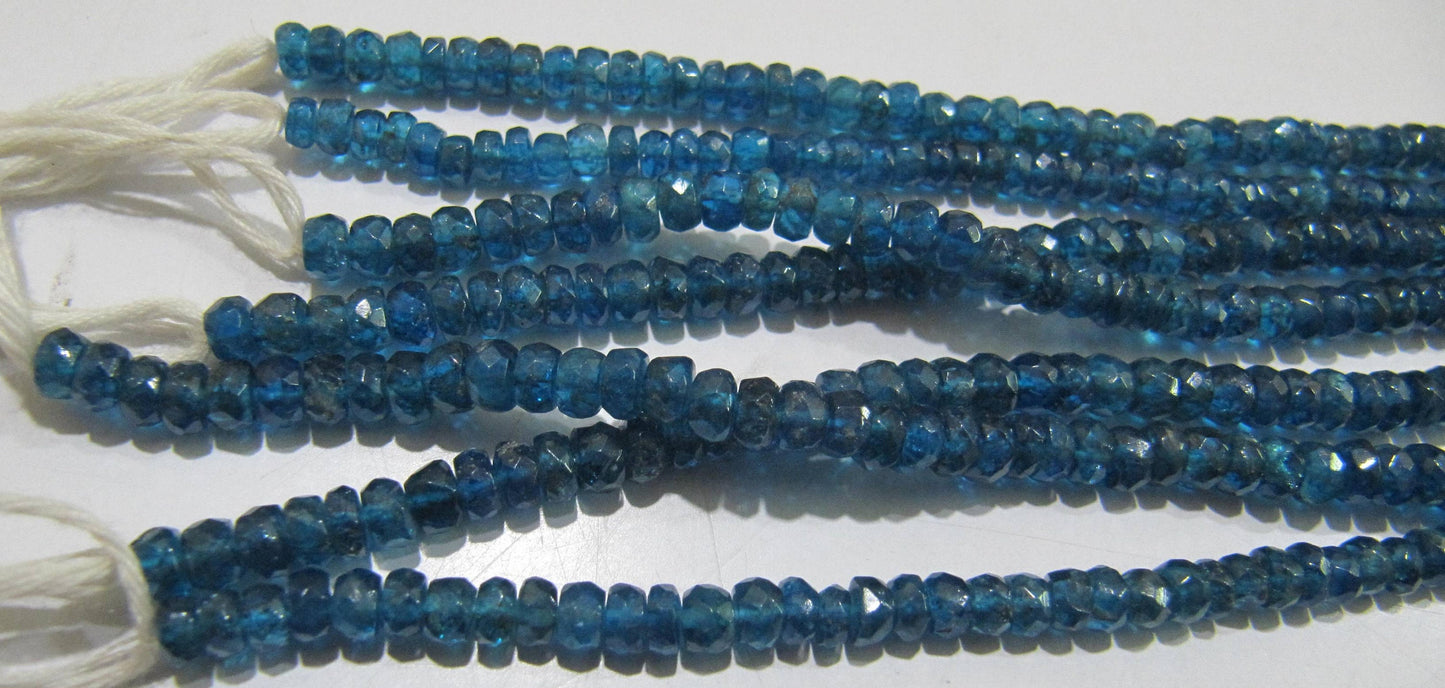 Natural Neon Apatite Rondelle Faceted 4 to 6 mm Beads Strand 14 inches long Best Quality Wholesale prices jewelry making gemstone beads