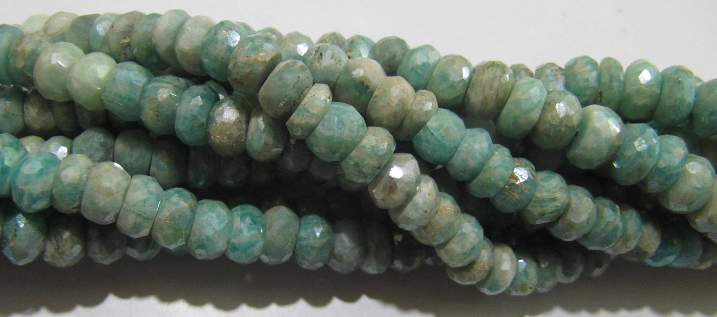 Natural Amazonite Rondelle Faceted Silver AB Mystic Coated 7 -8mm Gemstone Beads Strand 13 inches long High Quality Wholesale Prices