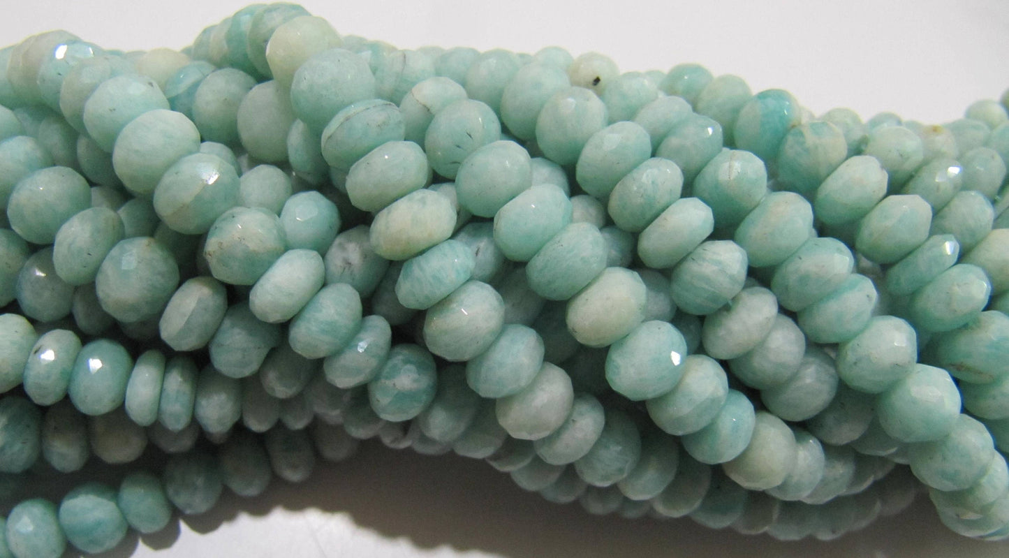 Natural Amazonite Rondelle Faceted 7-8mm Gemstone Beads Strand 13 inch long High Quality Wholesale Prices Jewelry making gemstone beads