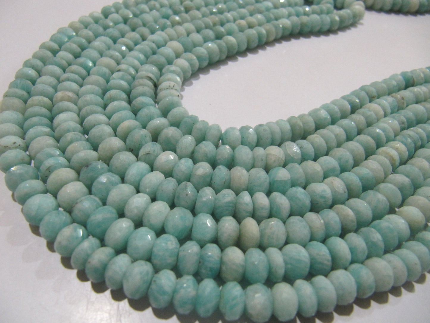 Natural Amazonite Rondelle Faceted 7-8mm Gemstone Beads Strand 13 inch long High Quality Wholesale Prices Jewelry making gemstone beads