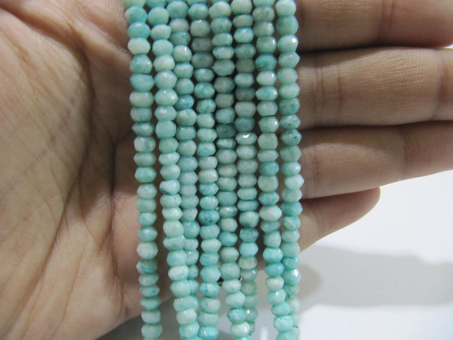 Natural Amazonite Rondelle Faceted 3-4 mm Gemstone Beads Strand 13 inch long High Quality Wholesale Prices Jewelry making gemstone beads