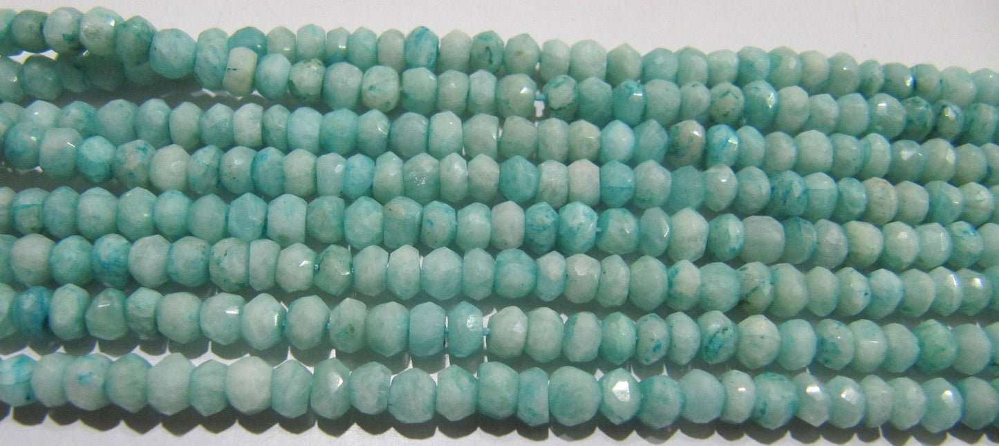 Natural Amazonite Rondelle Faceted 3-4 mm Gemstone Beads Strand 13 inch long High Quality Wholesale Prices Jewelry making gemstone beads
