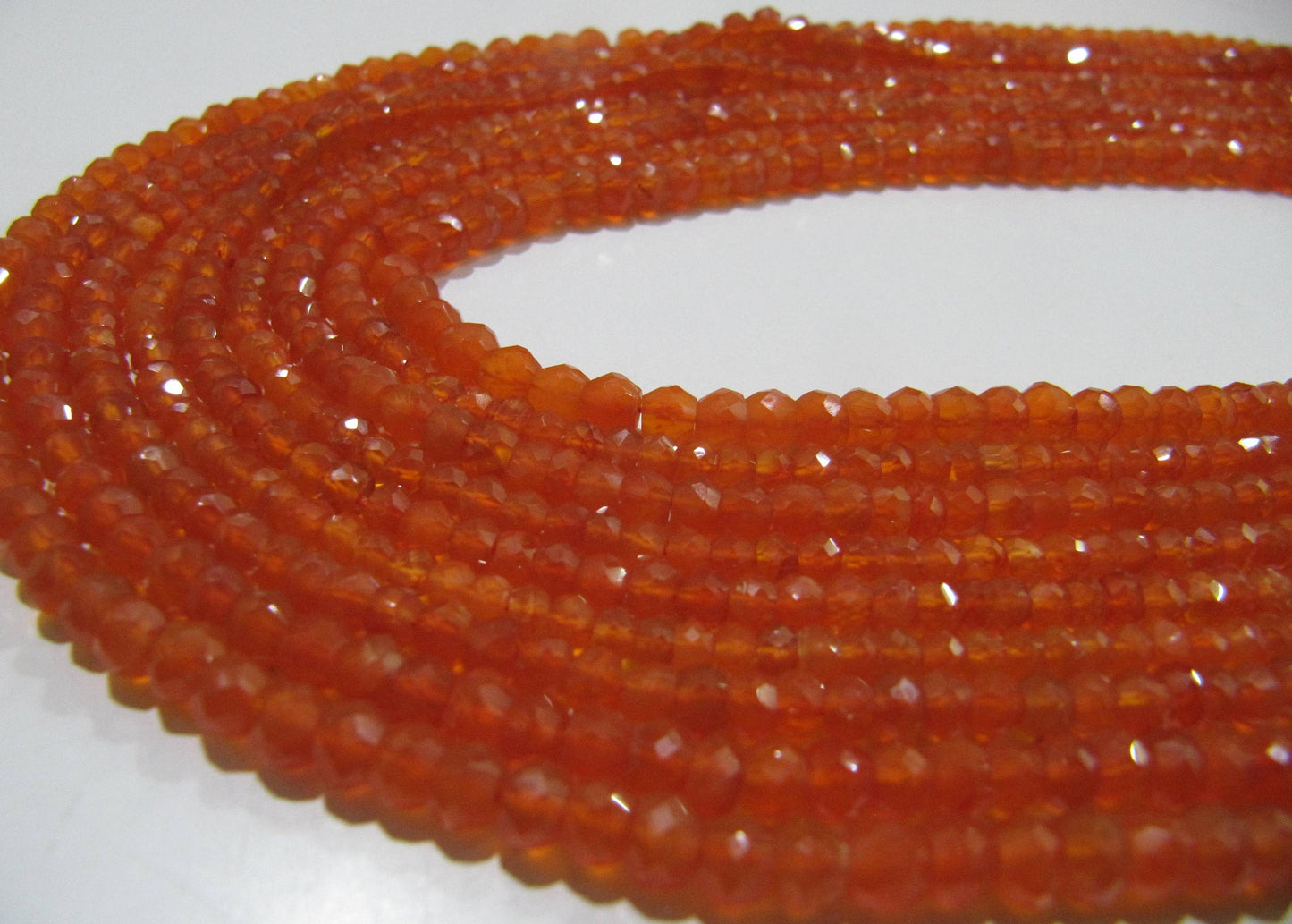Natural Carnelian Rondelle Faceted 3-4mm Gemstone Beads Strand 13 inches long Top Quality Wholesale Prices Jewelry making gemstone beads
