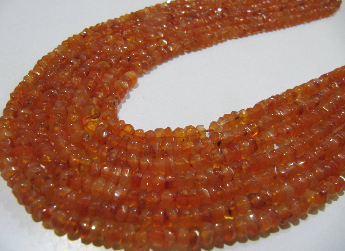 Natural Carnelian Rondelle Faceted 4-5mm Gemstone Beads Strand 13 inches long Top Quality Wholesale Prices Jewelry making gemstone beads
