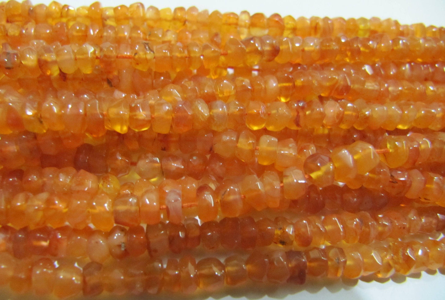 Natural Carnelian Rondelle Faceted 4-5mm Gemstone Beads Strand 13 inches long Top Quality Wholesale Prices Jewelry making gemstone beads
