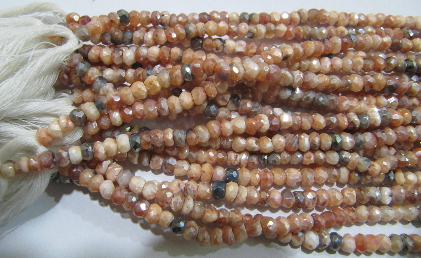 Natural Carnelian Rondelle Faceted Silver AB Mystic Coated 3-4mm Gemstone Beads Strand 13 inches long Top Quality Wholesale Prices