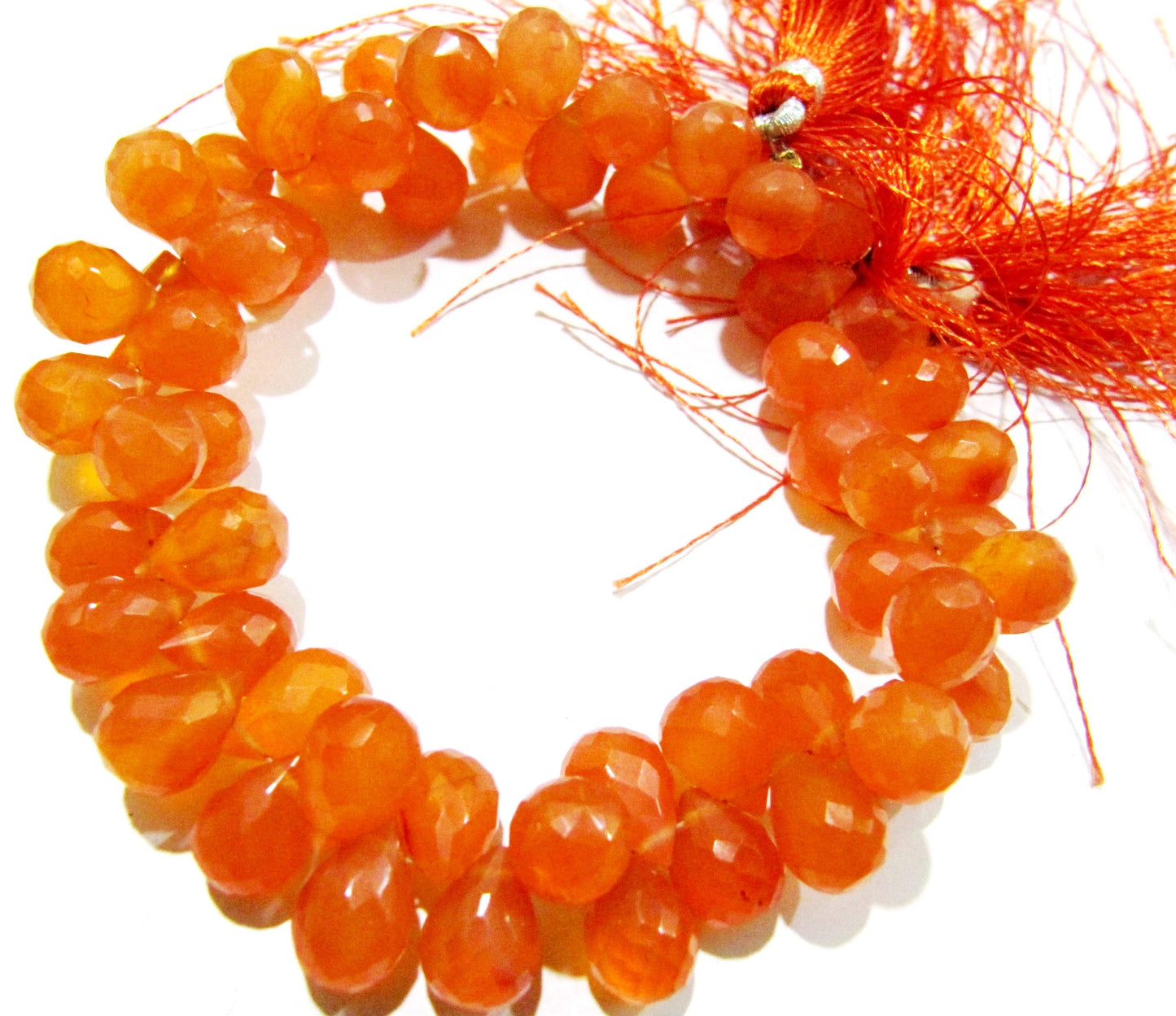 Natural Carnelian Tear drop Shape Briolette Faceted 6x9mm Gemstone Beads Strand 8 inches long Top Quality Wholesale Prices