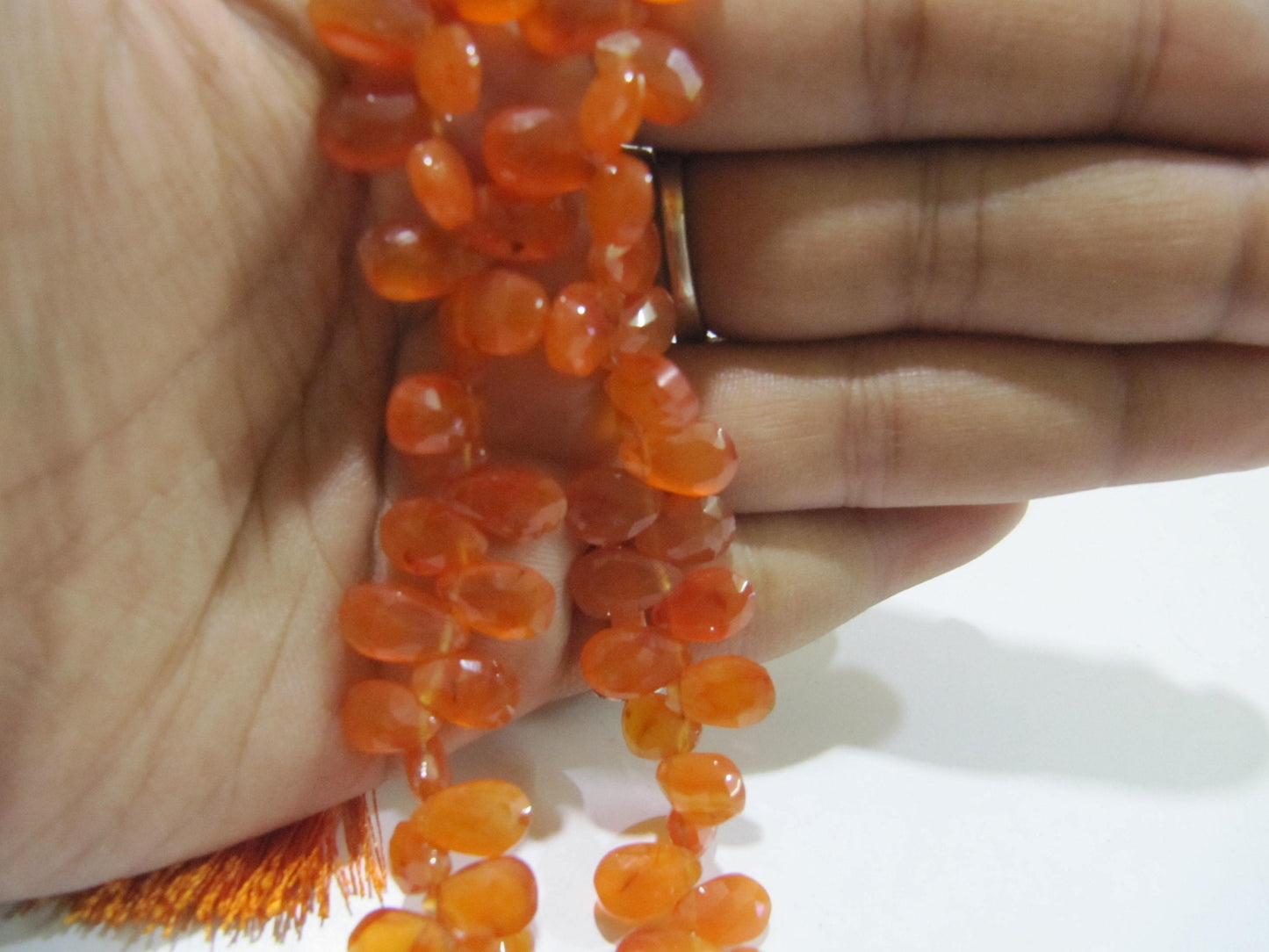 Natural Carnelian Pear Shape Briolette Faceted 7x10mm Gemstone Beads Strand 8 inches long Top Quality Wholesale Prices jewelry making beads