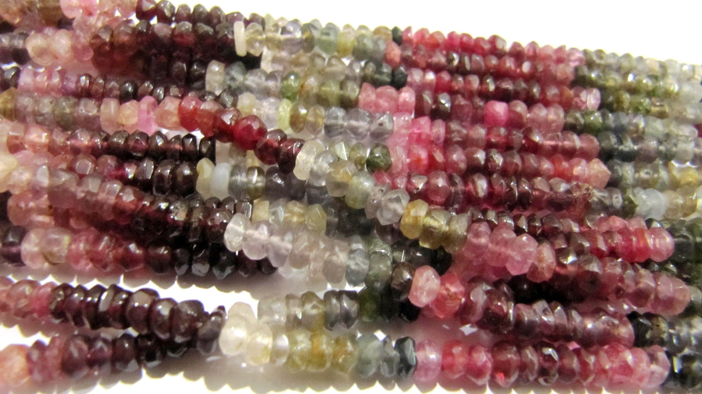 Natural Multi Spinal Rondelle Faceted 3-4mm Beads Strand 13inches long Best Quality Beads Wholesale prices jewelry making gemstone beads