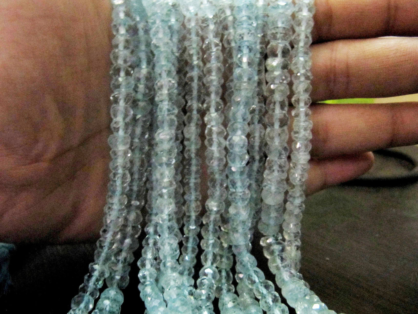 Natural Aquamarine Rondelle Faceted 5-6 mm Gemstone Beads Strand 13 inches long Top Quality Wholesale Prices aquamarine Gemstone beads