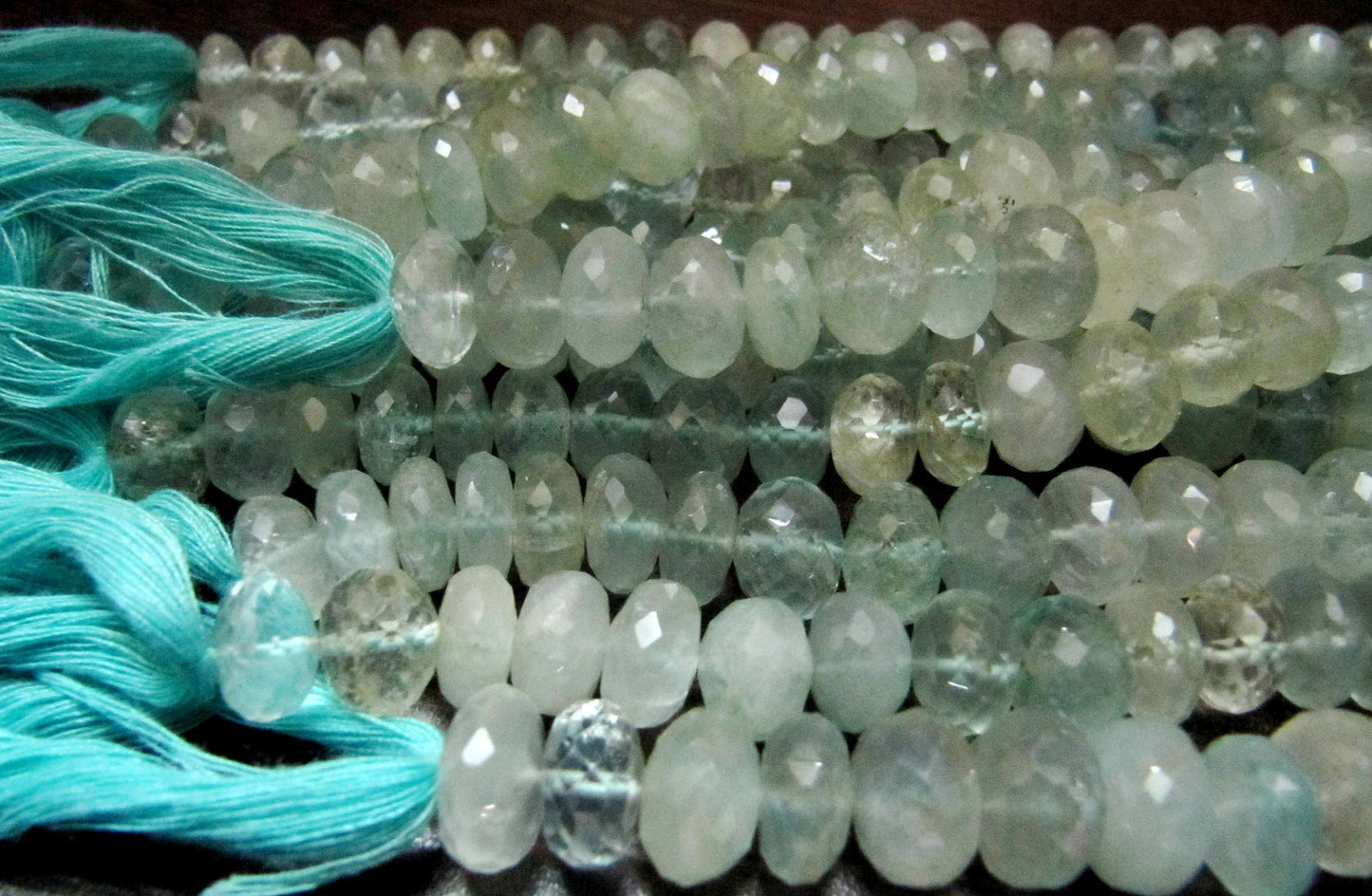 Natural Aquamarine Rondelle Faceted 9 to 11 mm Gemstone Beads Strand 8 inches long Top Quality Wholesale Prices aquamarine Gemstone beads
