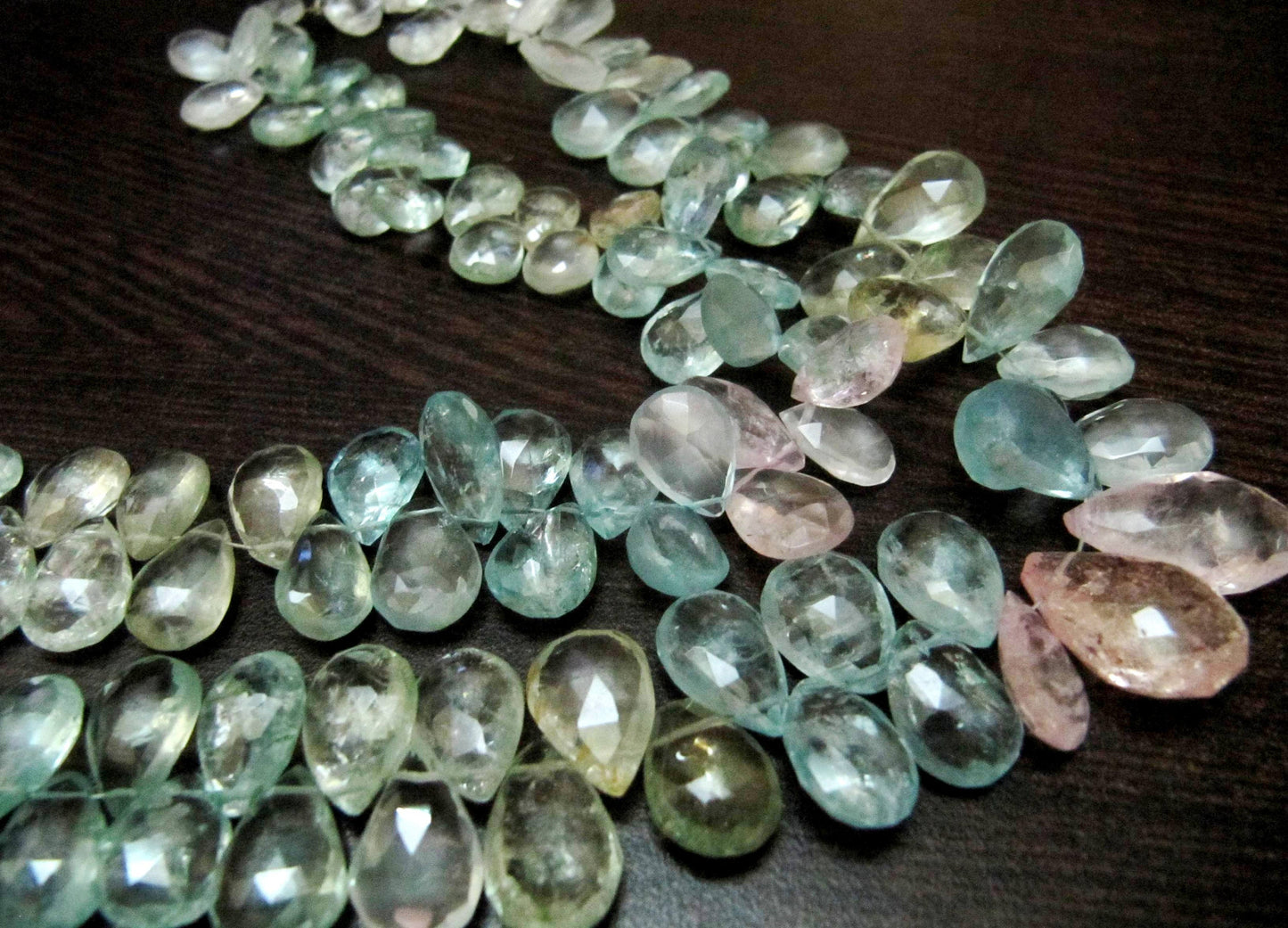 Natural Multi Color Aquamarine Pear Shape Briolette 7x10mm to8x12mm Gemstone Morganite Beads Strand 8 inch long High Quality Wholesale Price