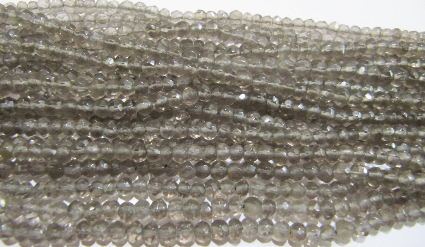 Natural Smoky Quartz Rondelle Faceted Beads 3-4 mm best Quality Beads Strand 13 inches Long Jewelry making gemstone beads