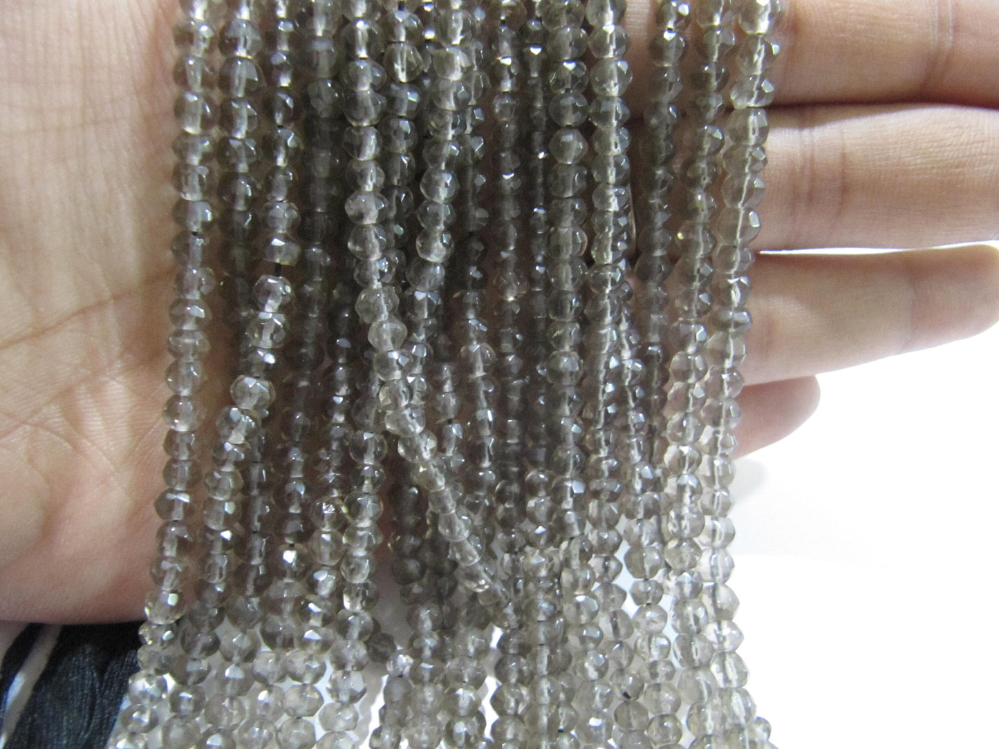 Natural Smoky Quartz Rondelle Faceted Beads 3-4 mm best Quality Beads Strand 13 inches Long Jewelry making gemstone beads