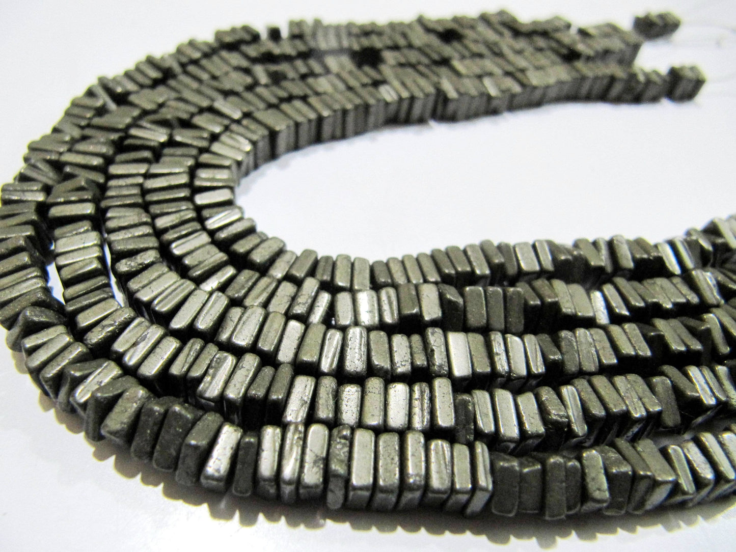 Natural Pyrite Heishi Cut Square Shape Beads 5-6mm Gemstone Beads Strand 8 inch Long
