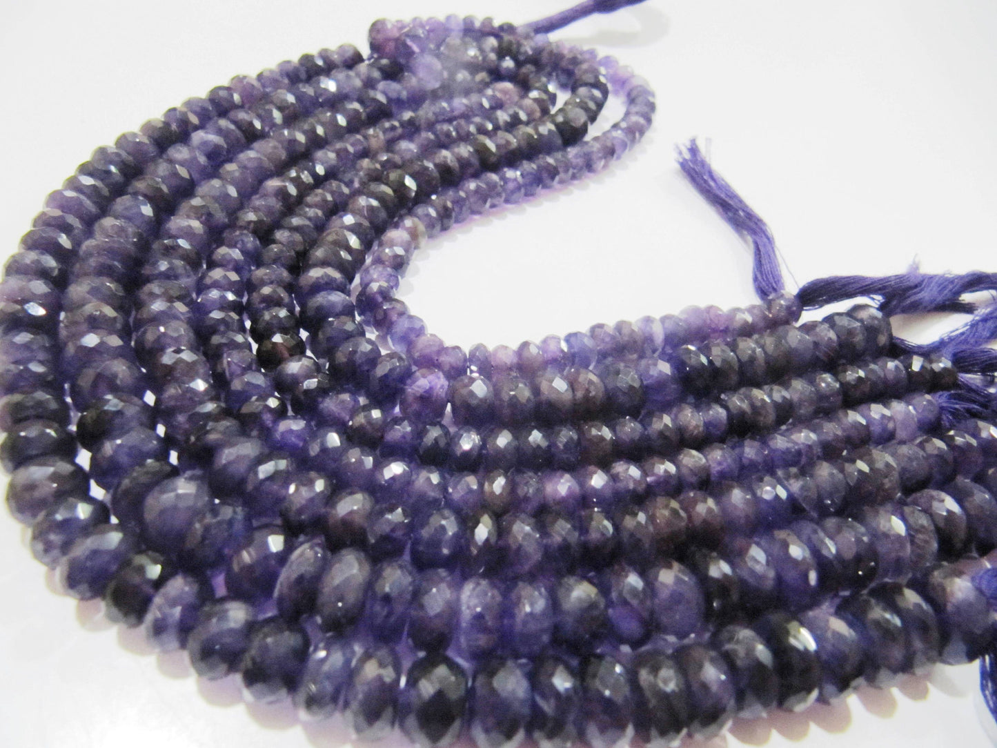 Natural Amethyst Gemstones Rondelle Faceted Beads 7-8mm Strand 9 inches long Wholesale Prices