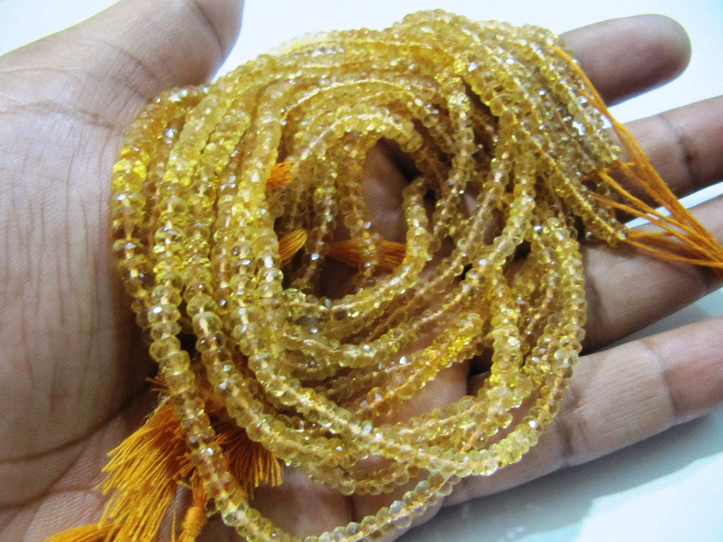 Natural Citrine Rondelle Faceted 3-4mm Beads Strand 13 inch long Gemstone Very Good Quality beads Wholesale Prices