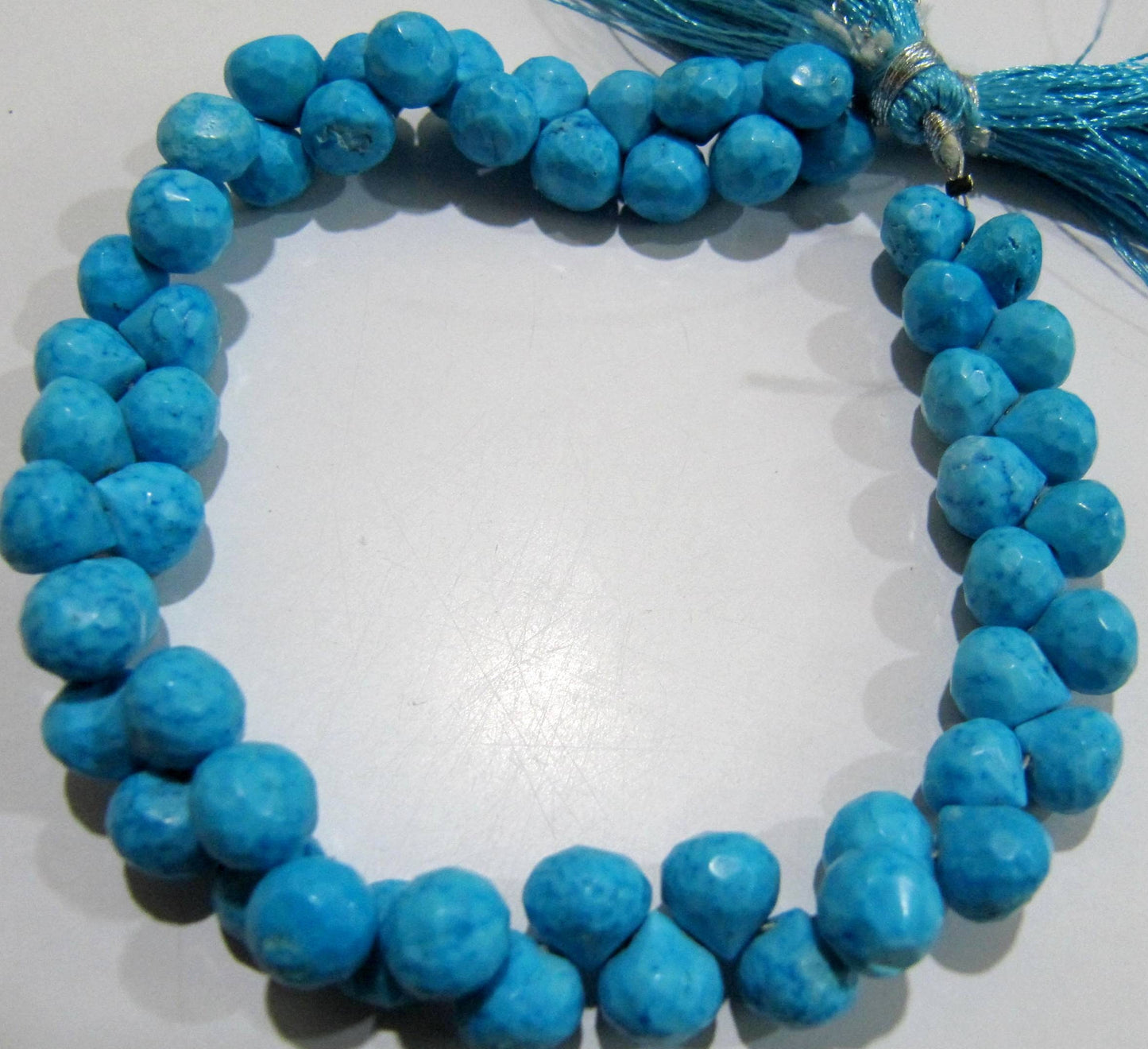 Natural Turquoise Magnesite Onion Shape Briolette 7 to 9mm Beads Strand 8.5 inch long Blue Gemstone Very Good Quality beads Wholesale Prices