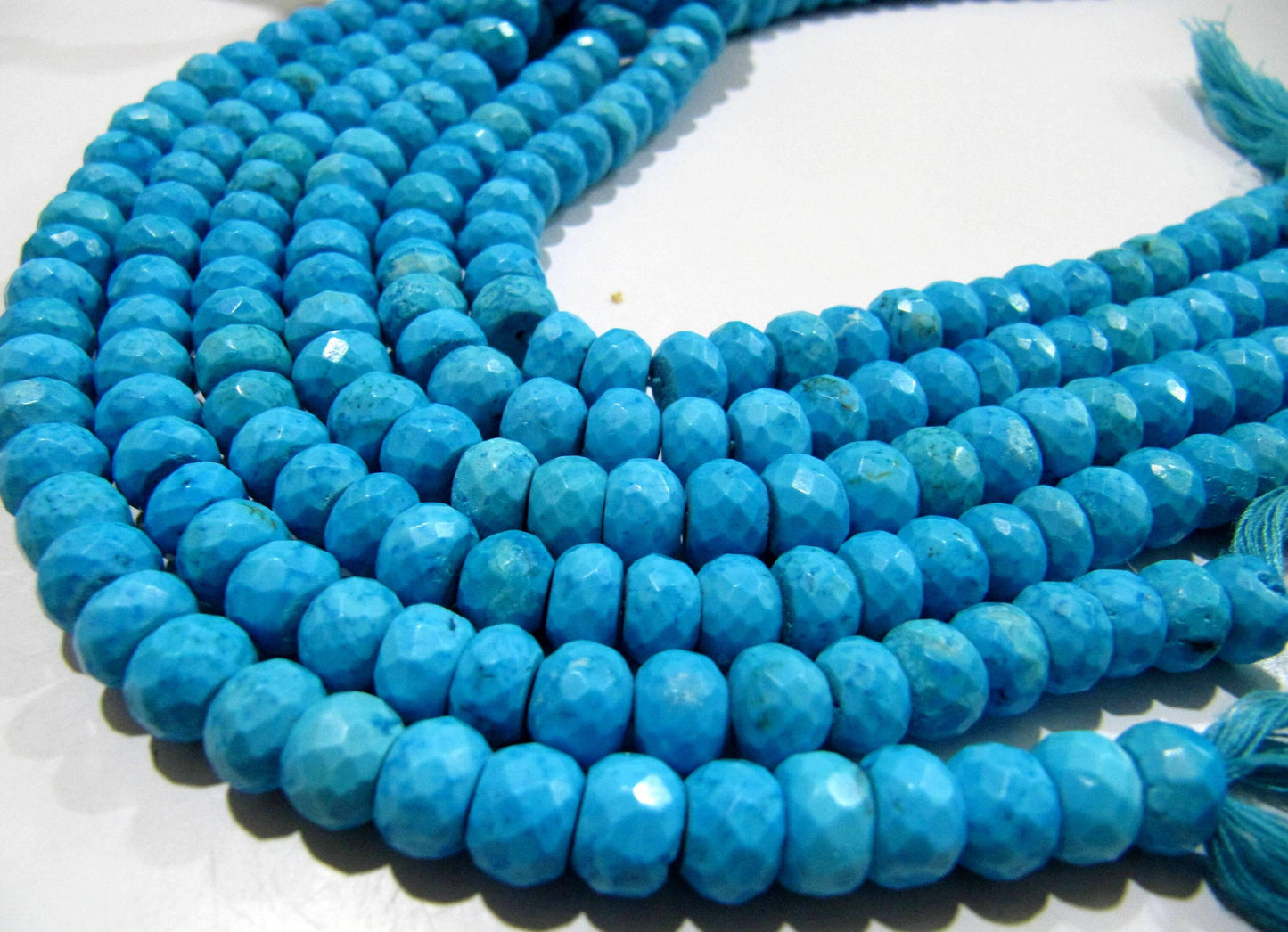 Natural Turquoise Rondelle Faceted 7-8mm Beads Strand 8 inch long Magnesite Gemstone Very Good Quality beads Wholesale Prices