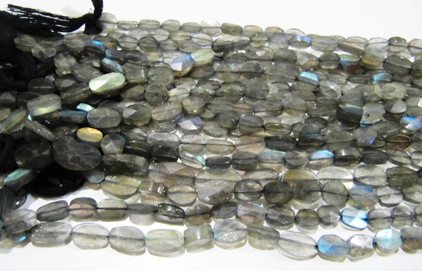 Natural Labradorite Oval Faceted 6-10mm Beads Blue Flashy Strands 13 inch Long Top Quality Black Rainbow Jewelry making Gemstone Beads