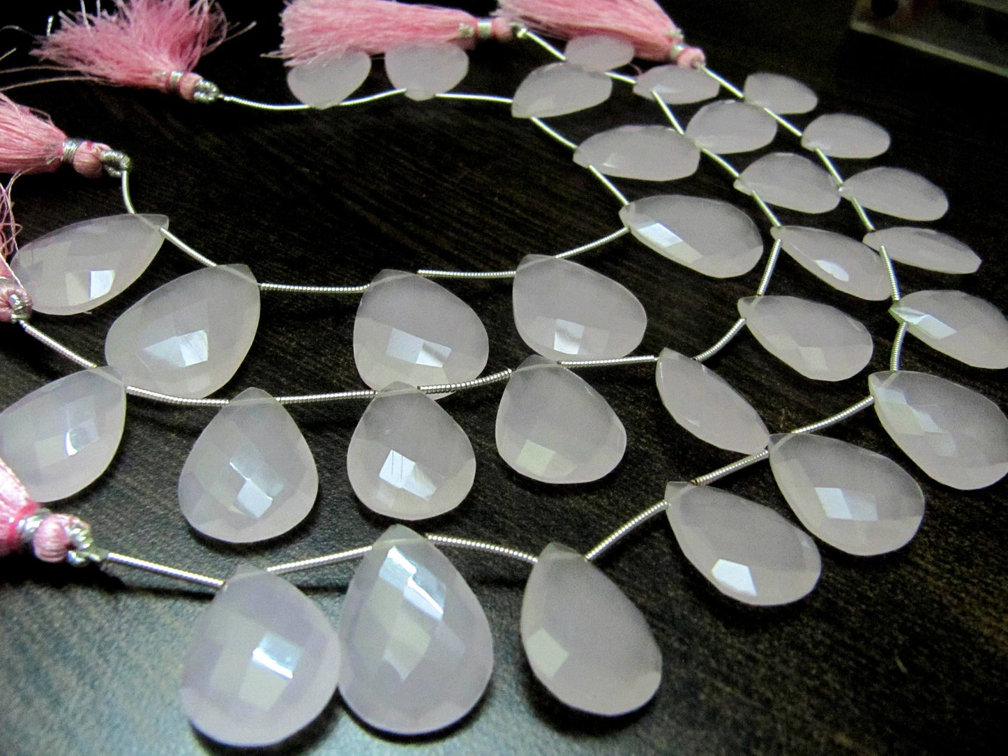 Hydro Rose Quartz Pear shape Briolette Faceted 15x20mm Beads Strand 8 inch long Gemstone Very Good Quality beads Wholesale Prices