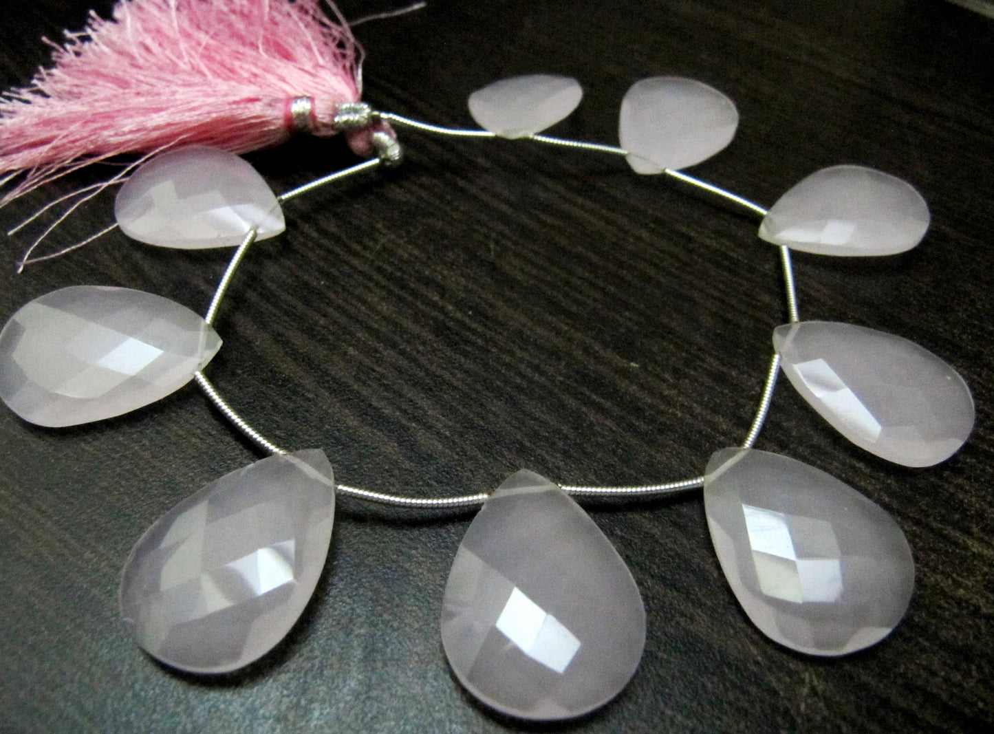 Hydro Rose Quartz Pear shape Briolette Faceted 15x20mm Beads Strand 8 inch long Gemstone Very Good Quality beads Wholesale Prices