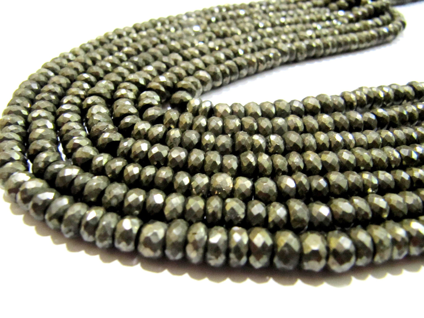 Natural Pyrite Rondelle Faceted Beads 5-6mm Top Quality Gemstone Beads Strand 10 inch Long Jewelry making gemstone beads