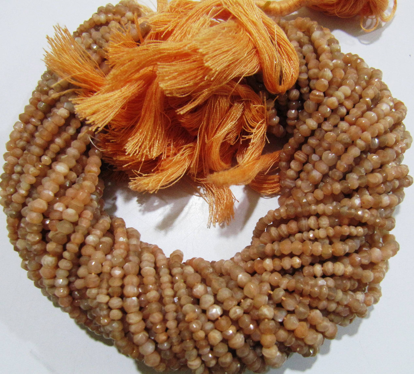 Natural Peach Moonstone Rondelle Faceted Beads 3-4mm Strand 13 inches long High Quality Beads Wholesale prices jewelry making gemstone beads