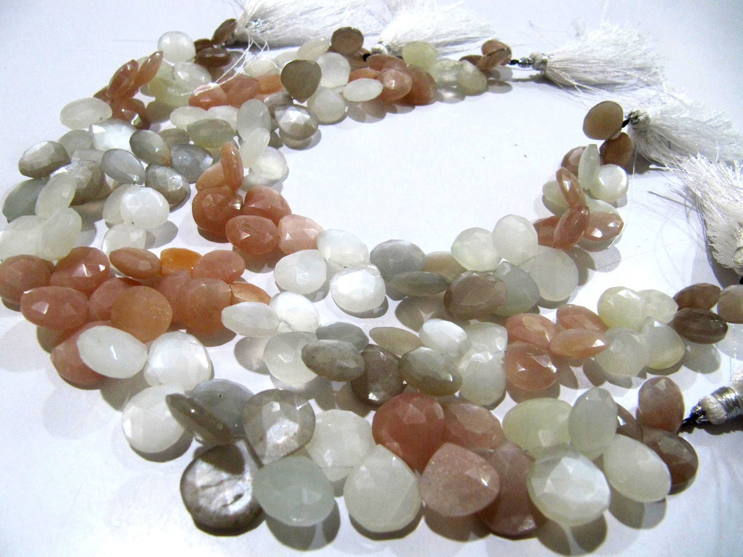Natural Multi Moonstone Heart shape Briolette Faceted 11-12 mm Beads Strand 8 inches long High Quality Beads Wholesale prices jewelry beads
