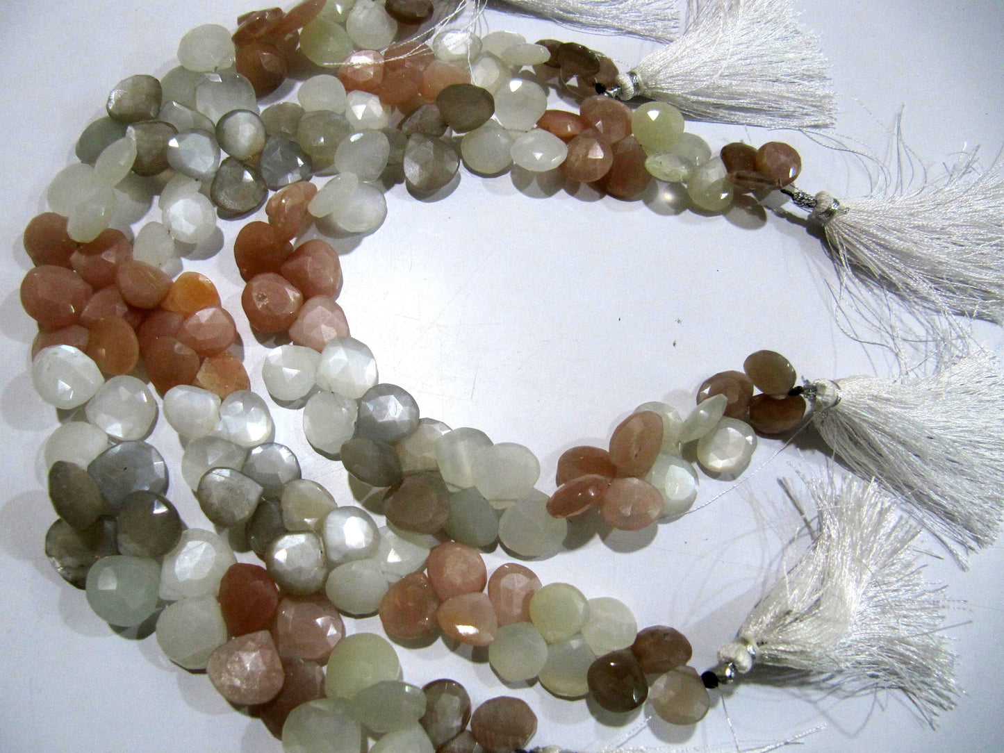 Natural Multi Moonstone Heart shape Briolette Faceted 11-12 mm Beads Strand 8 inches long High Quality Beads Wholesale prices jewelry beads