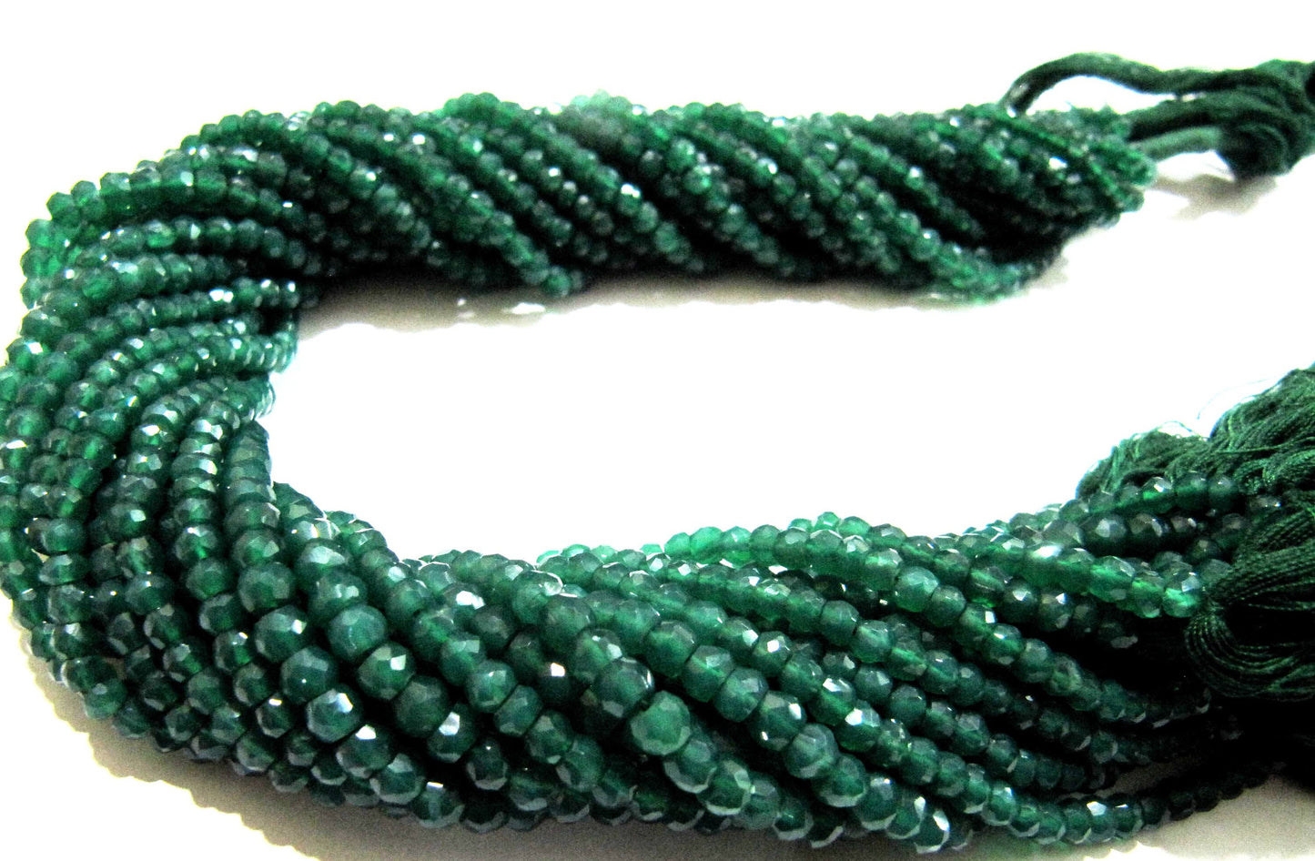 Natural Green Onyx Rondelle Faceted 3-4mm Beads Strand 13 inches long High Quality Beads Wholesale prices jewelry making gemstone beads