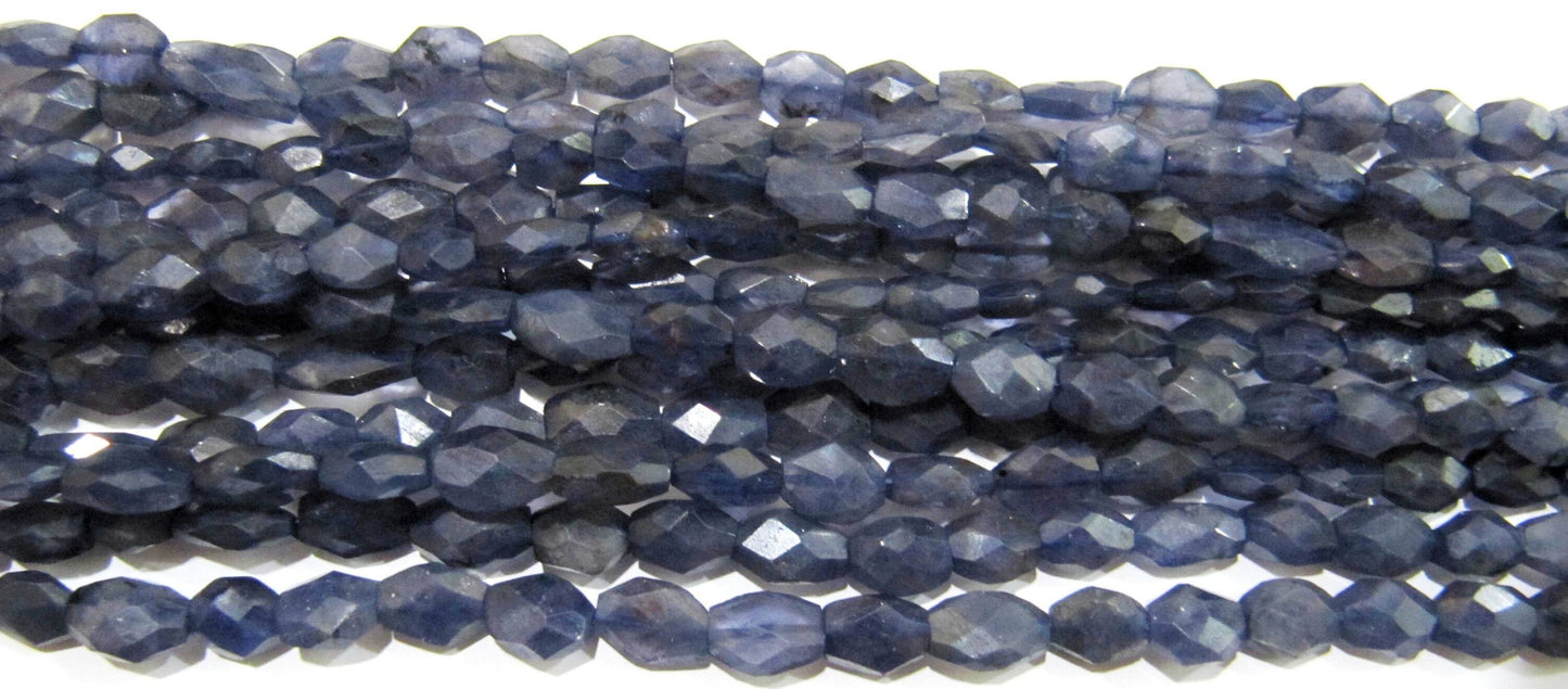 Natural Iolite Oval Faceted 5x8mm to 7x10mm Gemstone Briolette beads Strand 13 inches long Wholesale prices jewelry making gemstone Beads