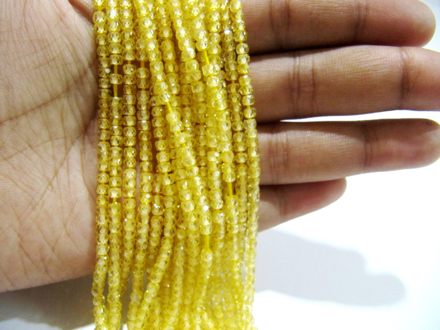 Natural Yellow Cubic Zirconia CZ Rondelle Faceted Beads 3mm Strand 13 inch long Top Quality Wholesale prices Jewelry making gemstone beads