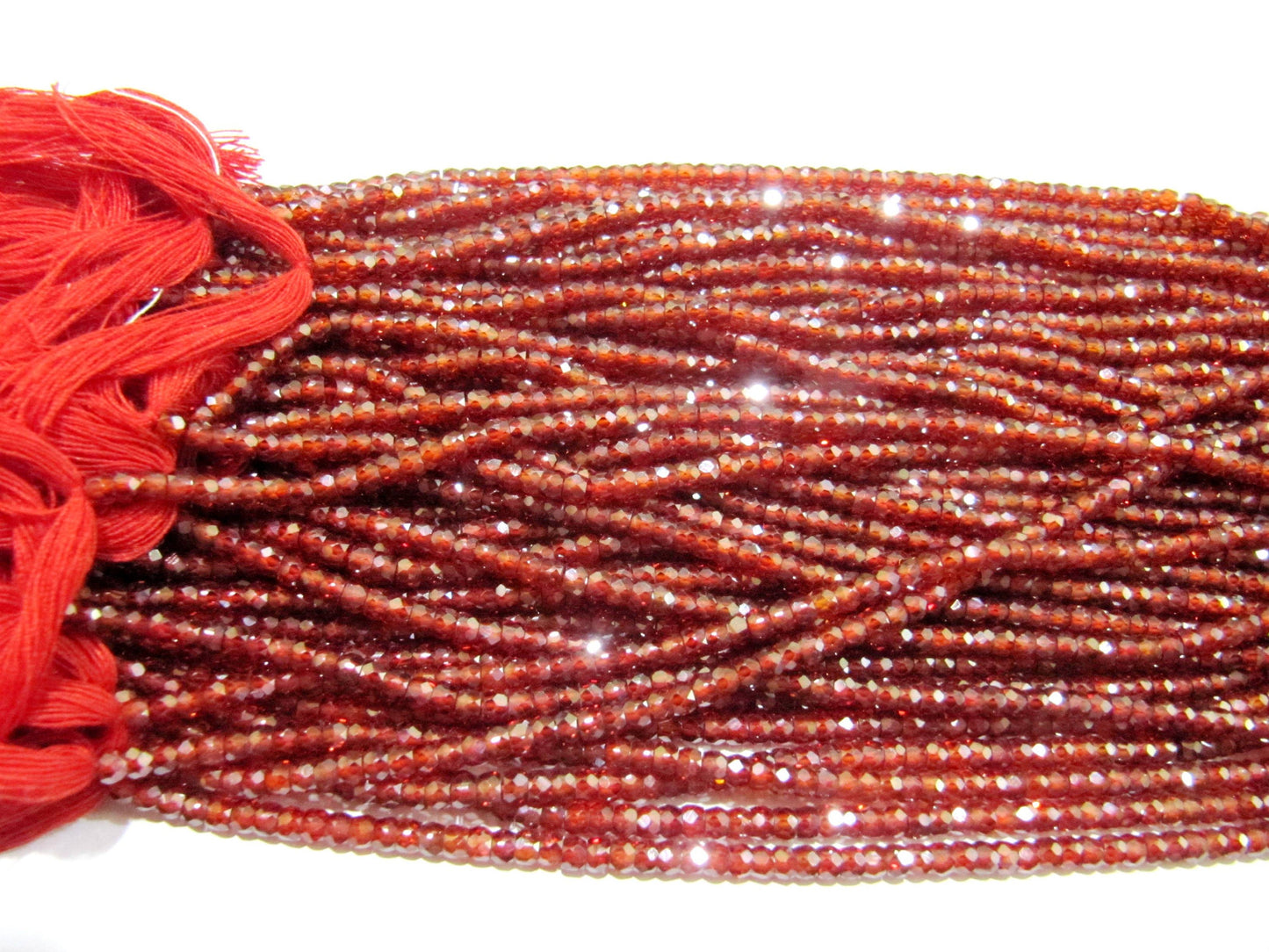 Garnet color Cubic Zirconia CZ Rondelle Faceted Beads 3mm Strand 13 inch long Top Quality Wholesale prices Jewelry making gemstone