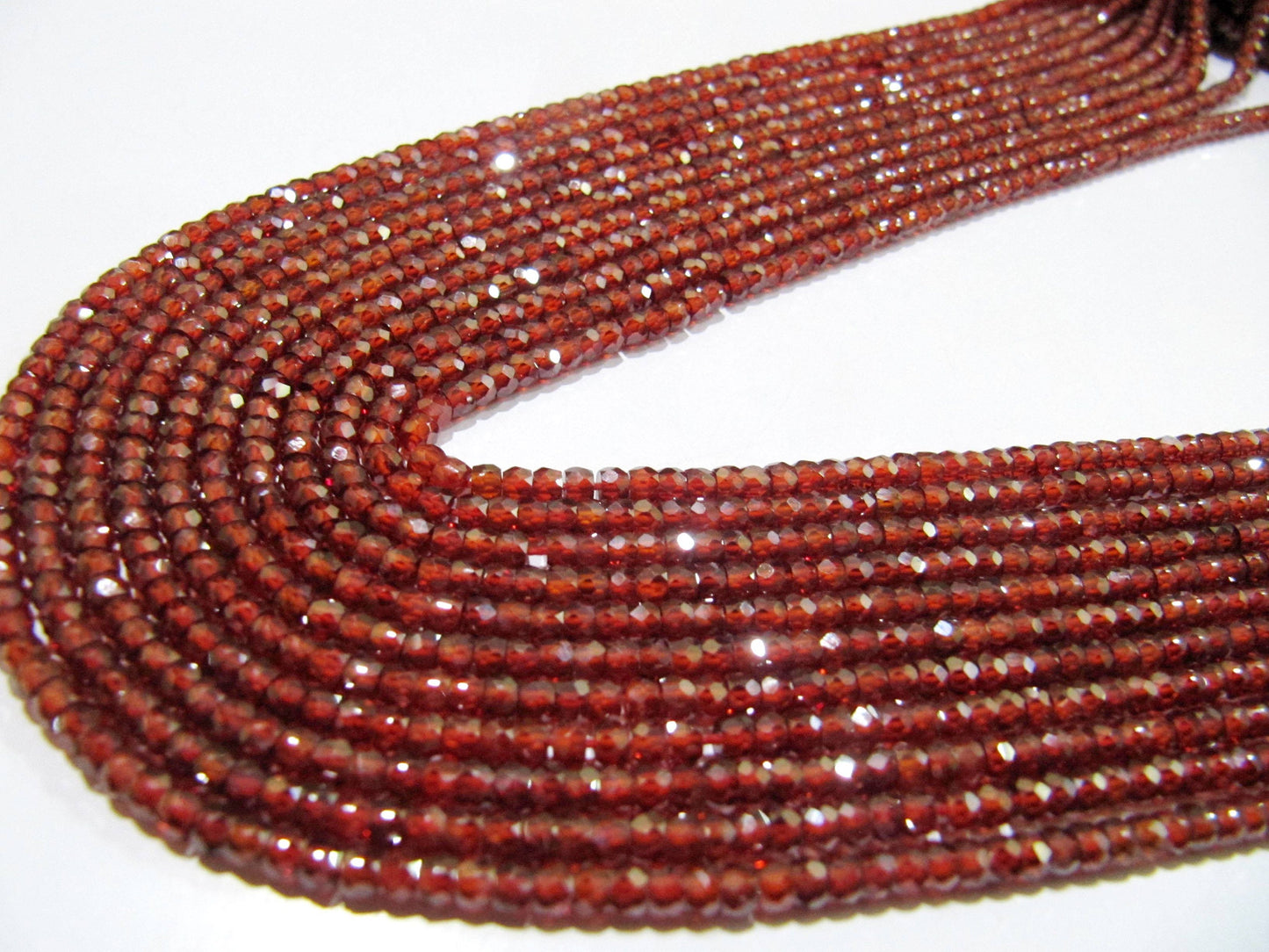 Garnet color Cubic Zirconia CZ Rondelle Faceted Beads 3mm Strand 13 inch long Top Quality Wholesale prices Jewelry making gemstone