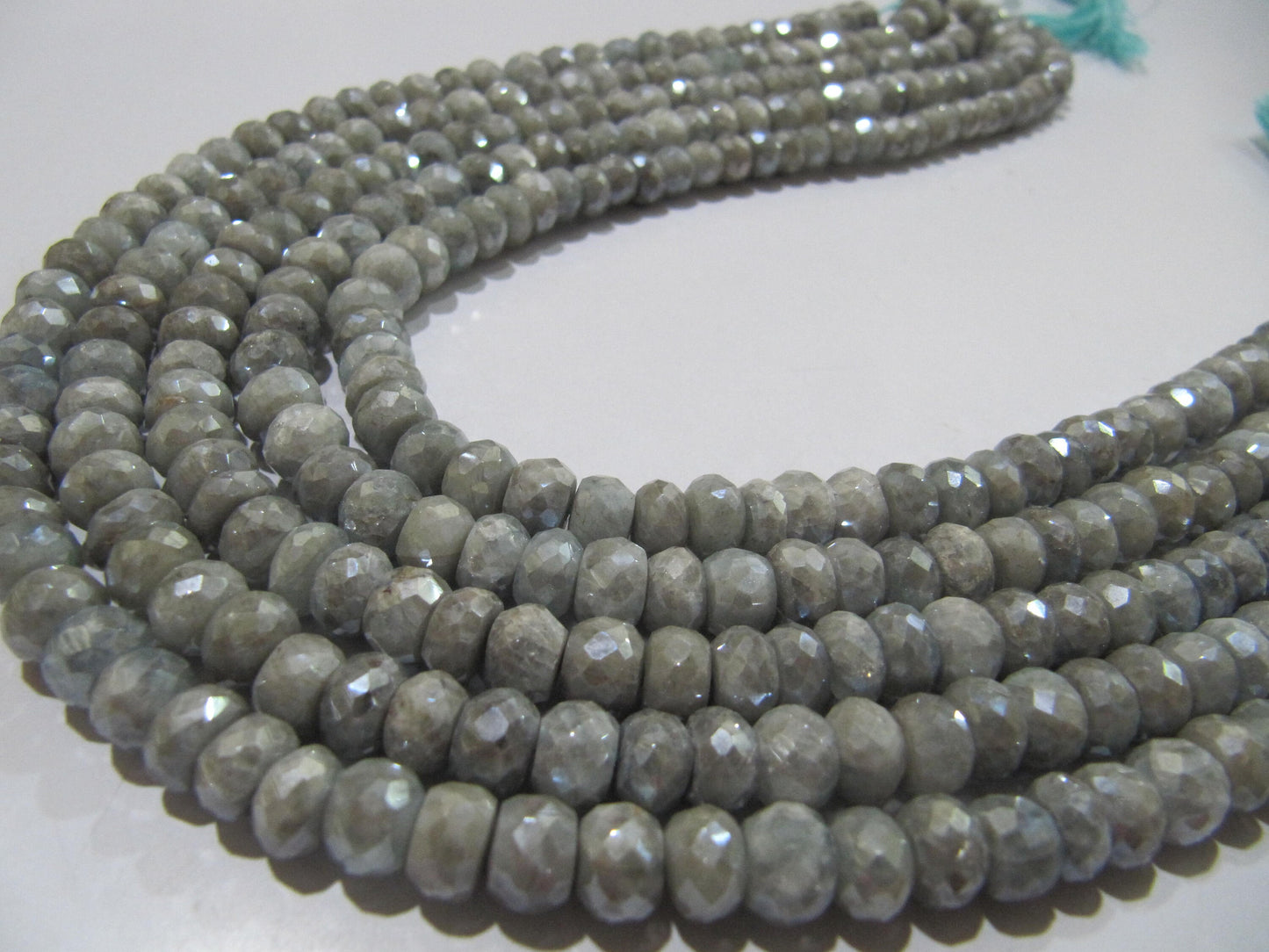 Natural Aquamarine Silver AB Mystic Coated Rondelle Faceted Beads 7-8mm Strand 8 inch long Top Quality Wholesale prices Jewelry making beads