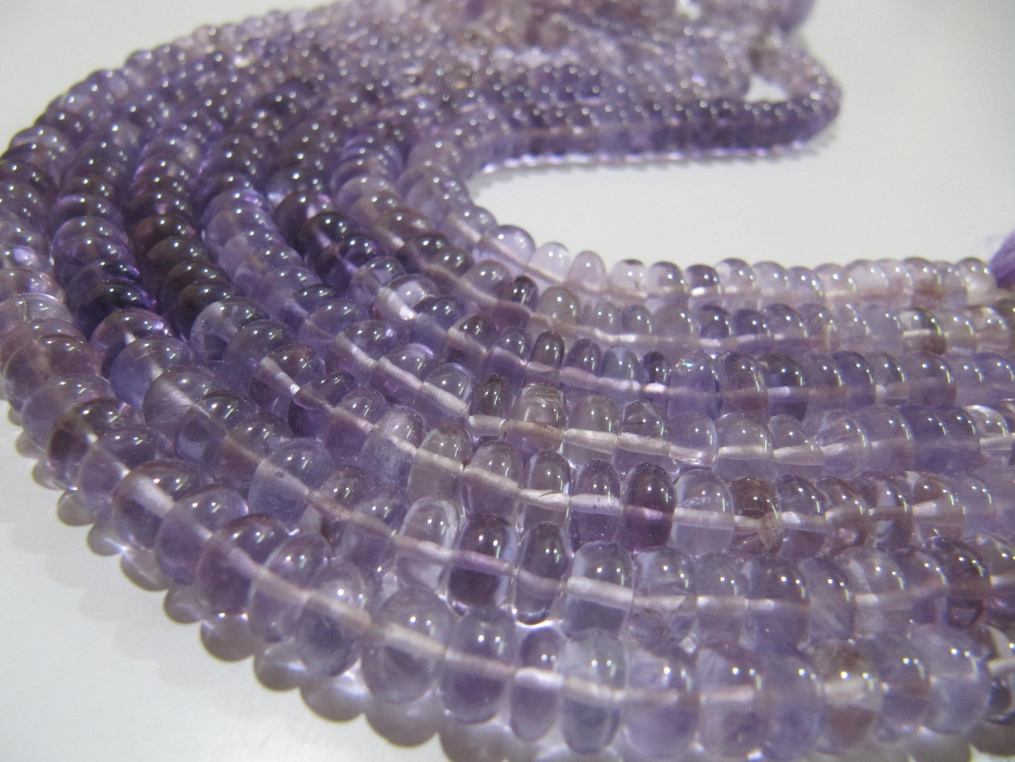 Natural Pink Amethyst Rondelle Plain Smooth 7-8mm Gemstone Beads Strand 9 inches Long top quality Jewelry making gemstone beads