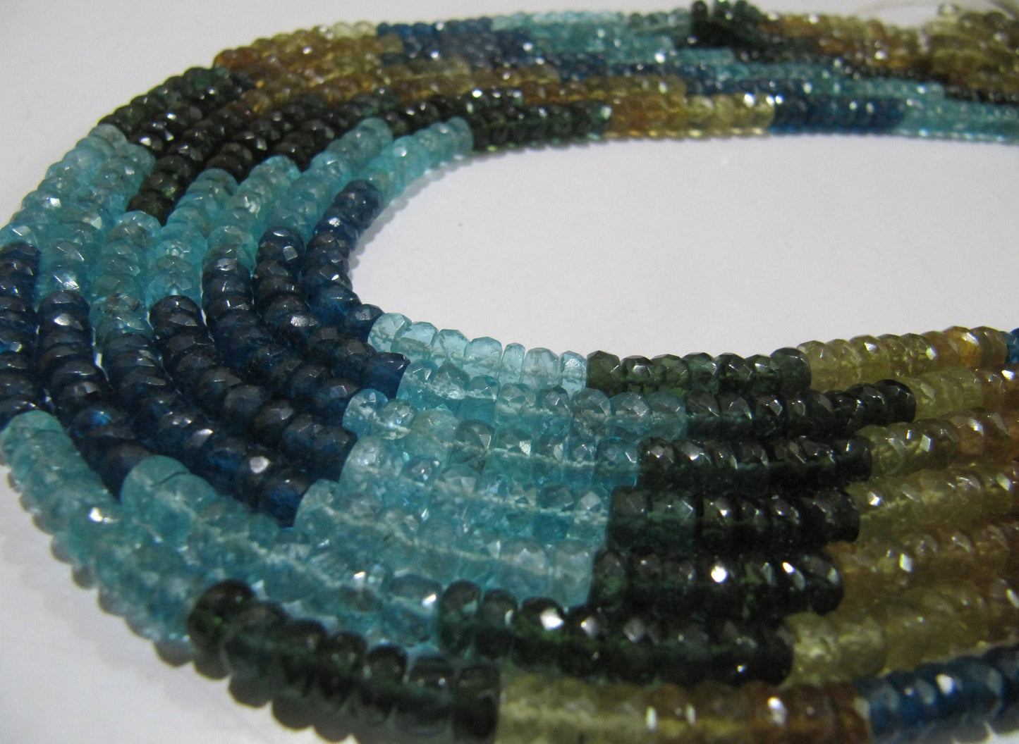 Natural Multi Apatite Rondelle Faceted 4-6mm Beads Strand 14 inches long Best Quality Beads Wholesale prices jewelry making gemstone beads