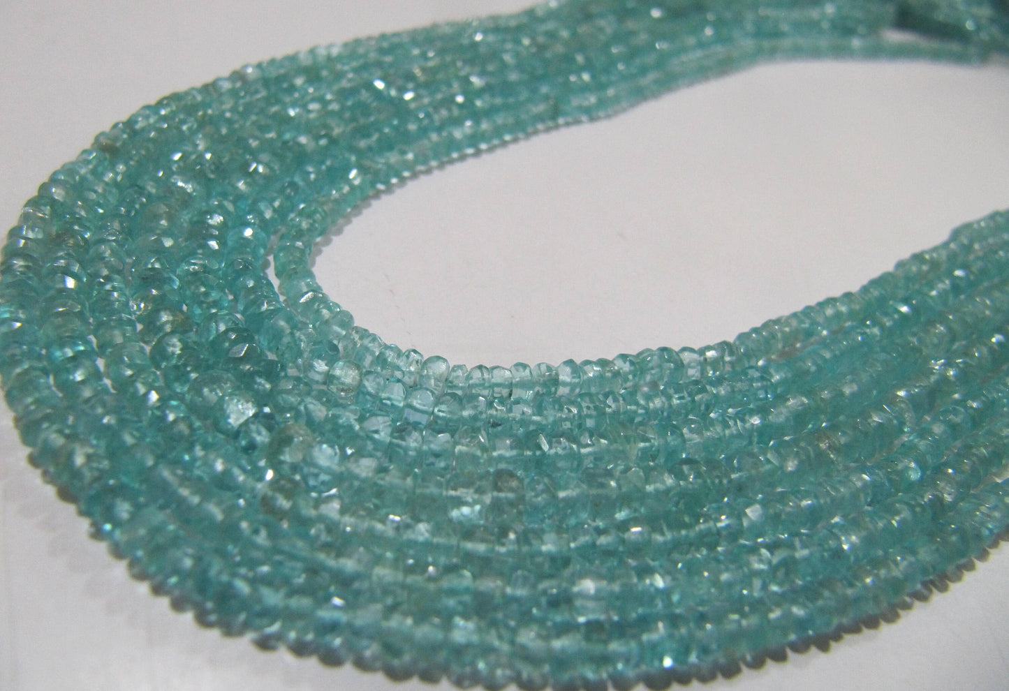 Natural Blue Apatite Rondelle Faceted 3-4 mm Beads Strand 14 inches long Best Quality Wholesale prices jewelry making gemstone beads