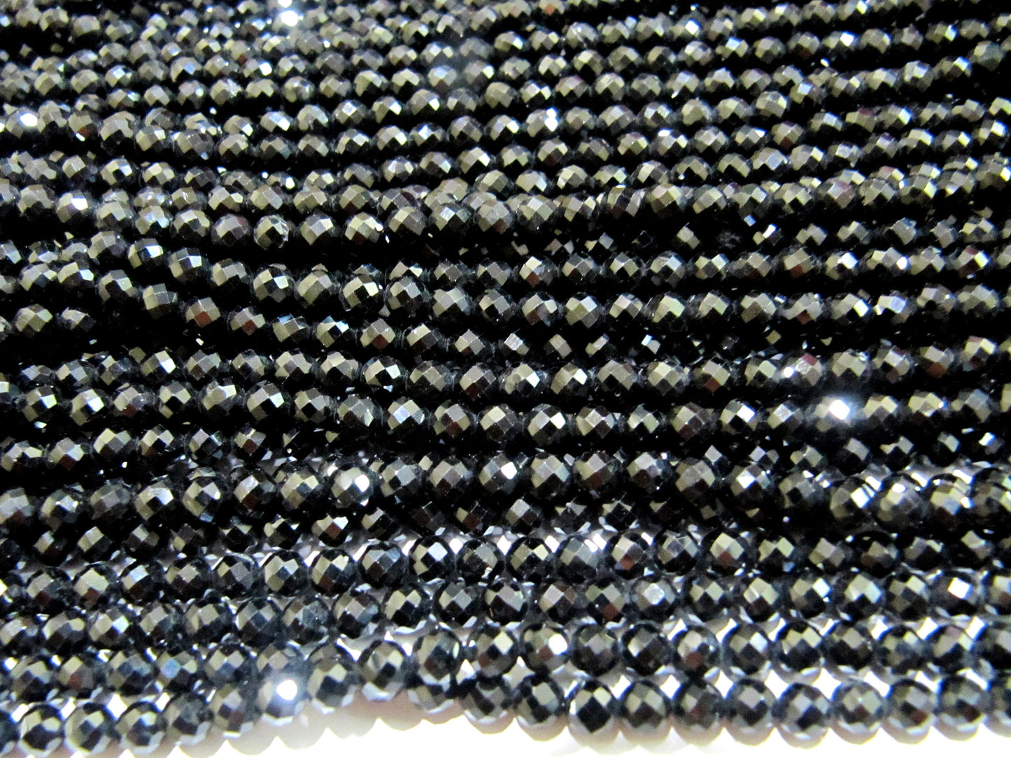 Natural Black Spinel Rondelle Faceted Beads 4mm Strand 13 inches Long Wholesale Prices Jewelry Making Gemstone Beads