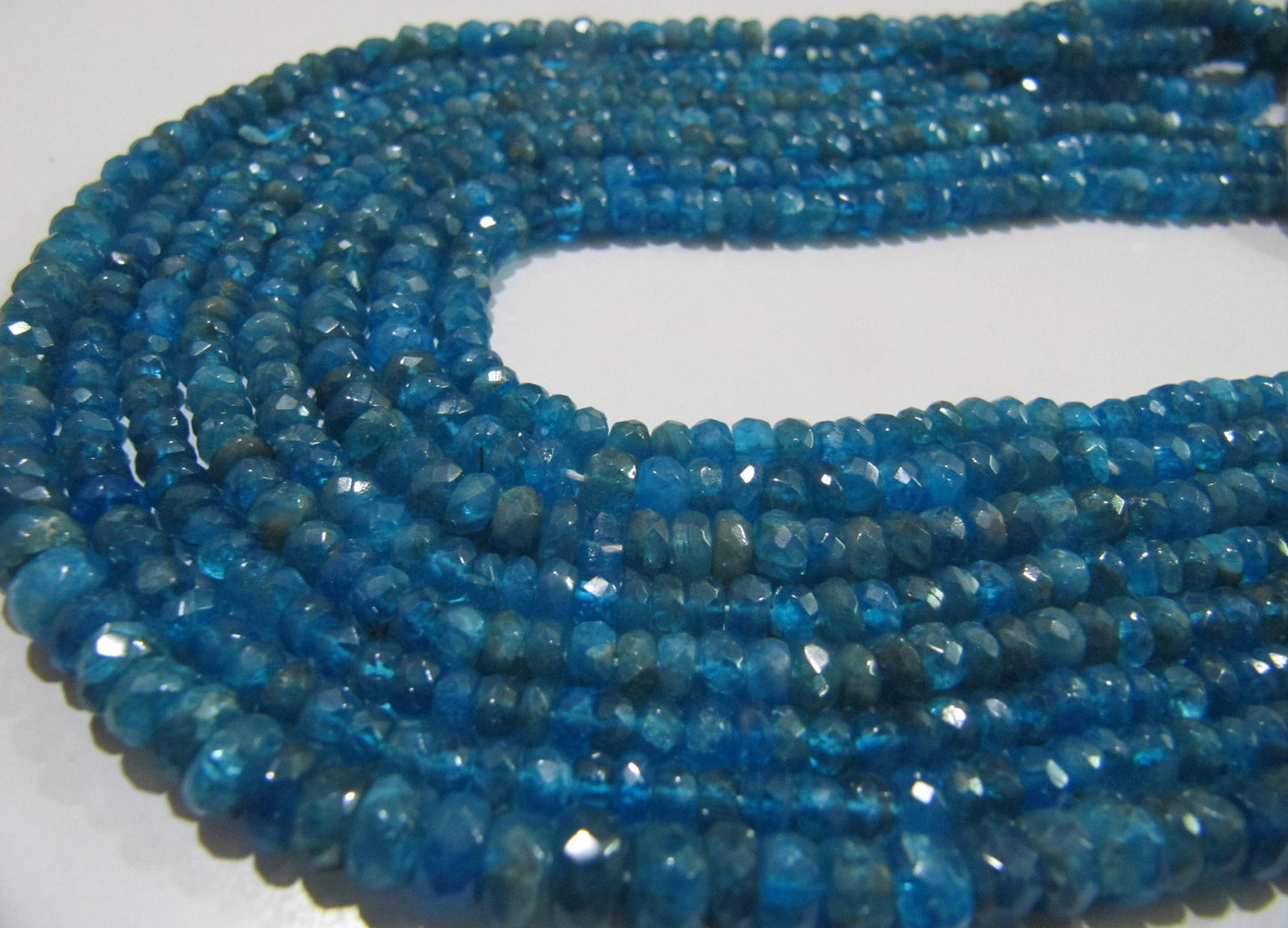Natural Neon Apatite Rondelle Faceted 5-6 mm Beads Strand 13 inches long Best Quality Wholesale prices jewelry making gemstone beads