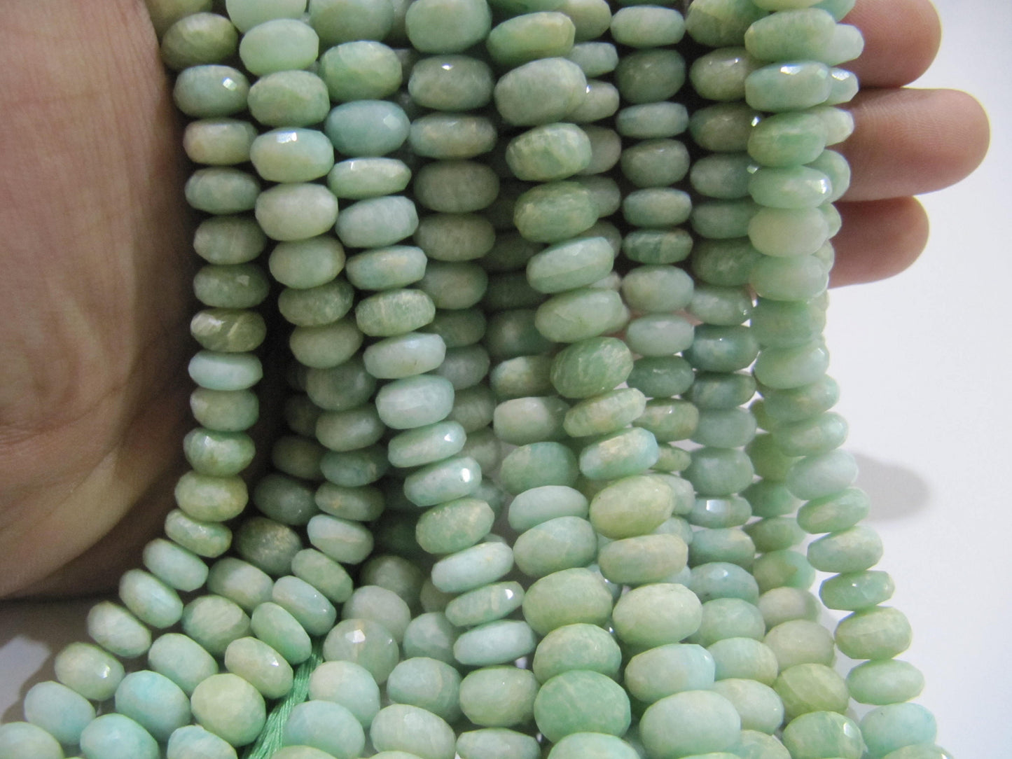 Natural Green Amazonite Rondelle Faceted 9-10 mm Gemstone Beads Strand 10 inch long High Quality Wholesale Prices Jewelry making gemstone